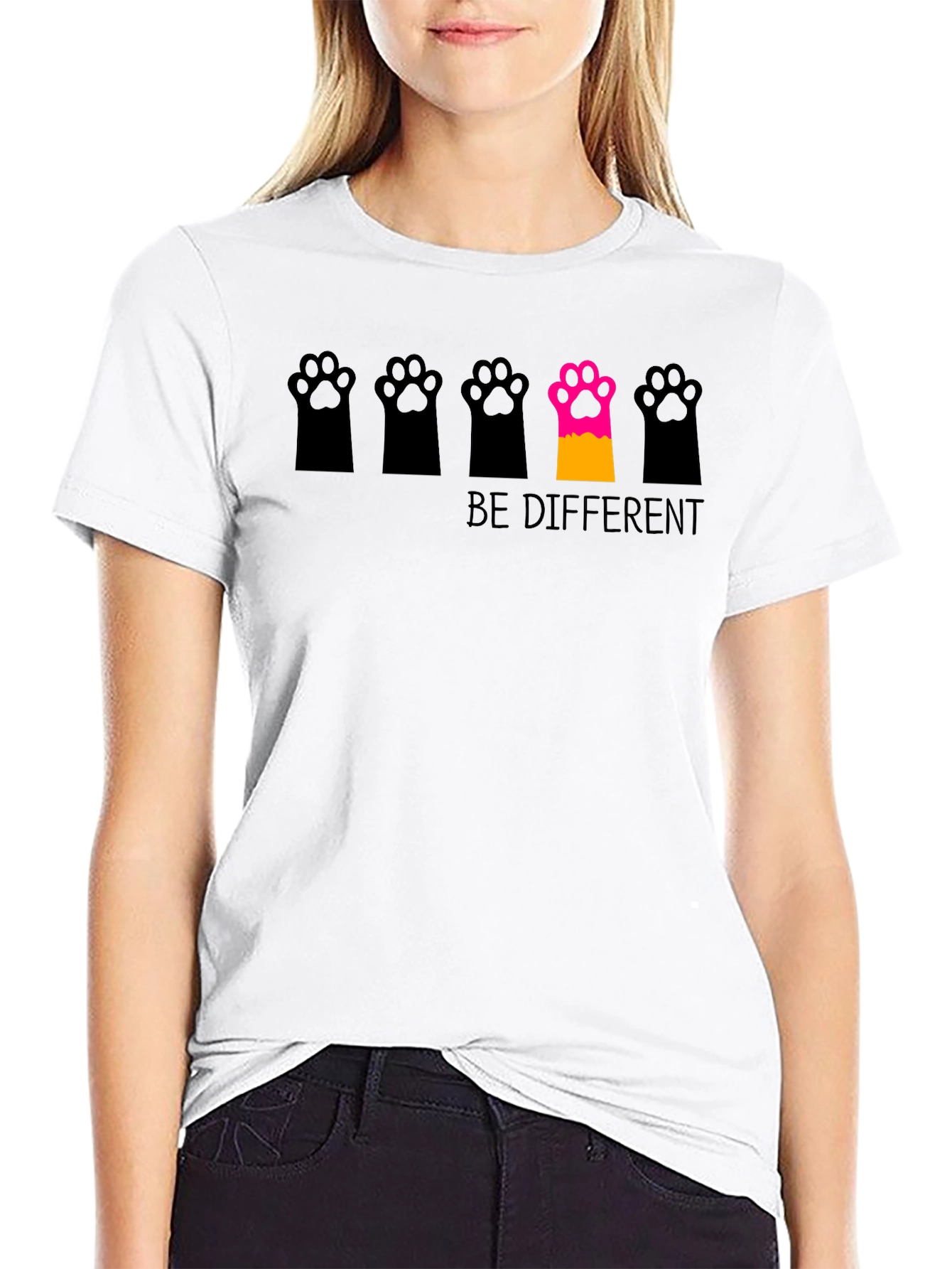 Be Different Paw Print Graphic T-Shirt