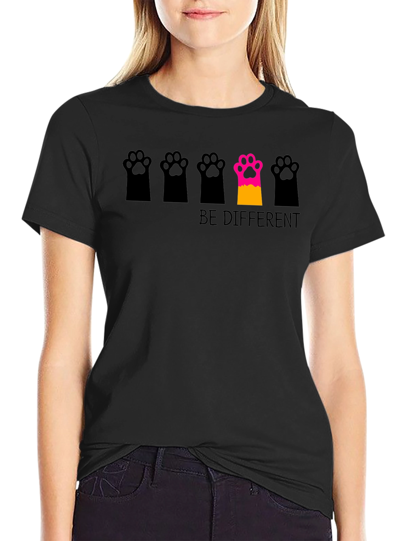 Be Different Paw Print Graphic T-Shirt