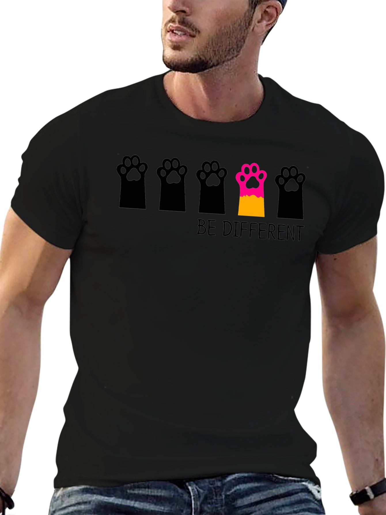 Be Different Paw Print Graphic T-Shirt