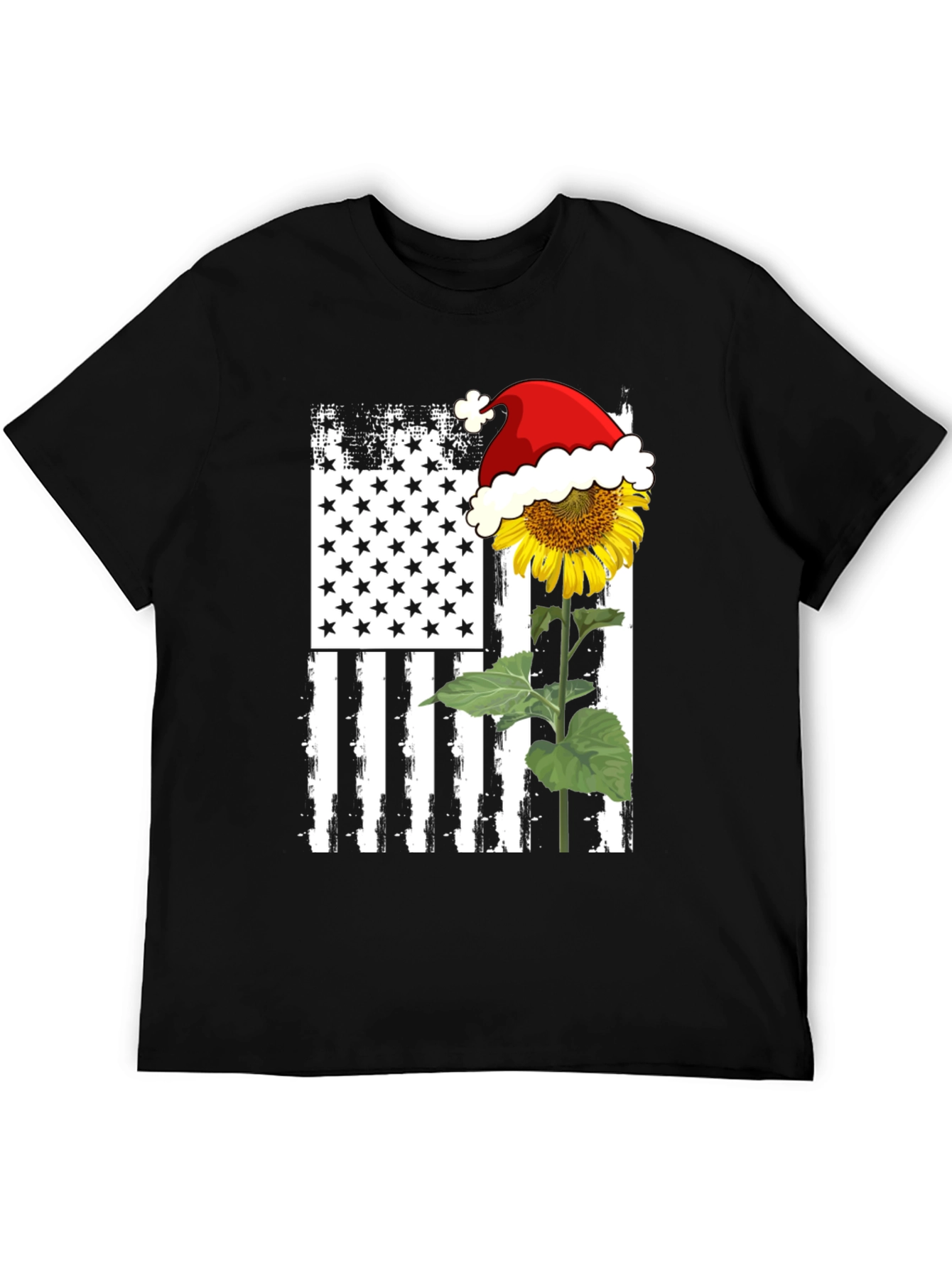 Sunflower American Flag Christmas T-Shirt