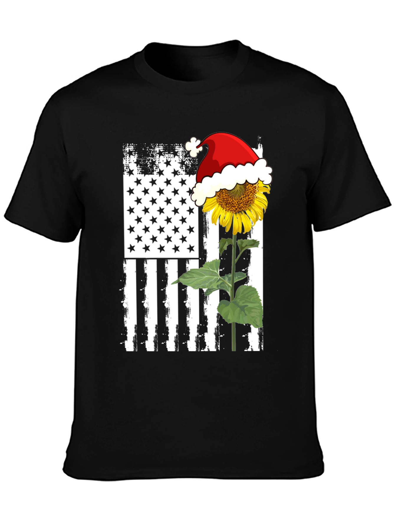 Sunflower American Flag Christmas T-Shirt