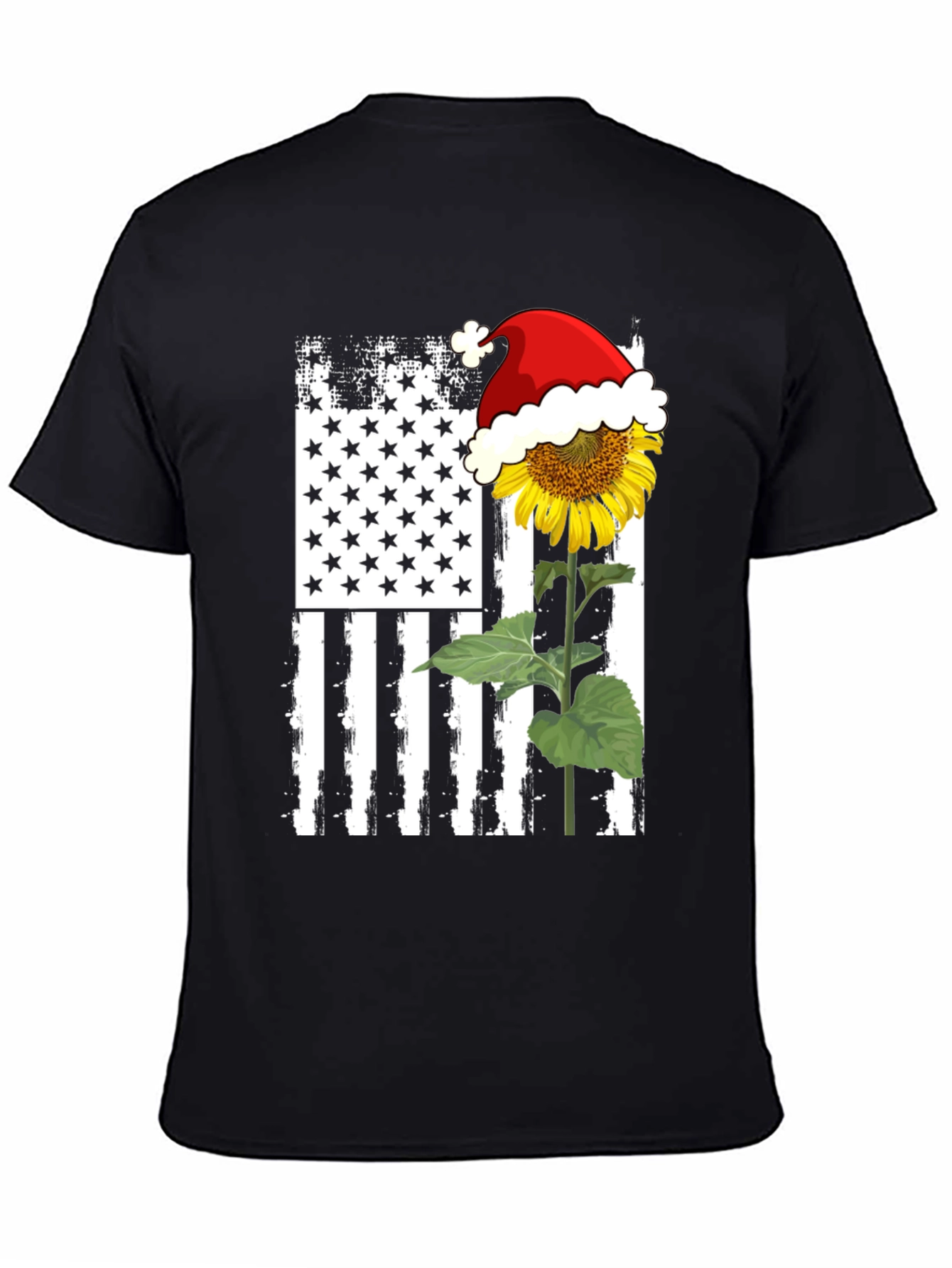 Sunflower American Flag Christmas T-Shirt