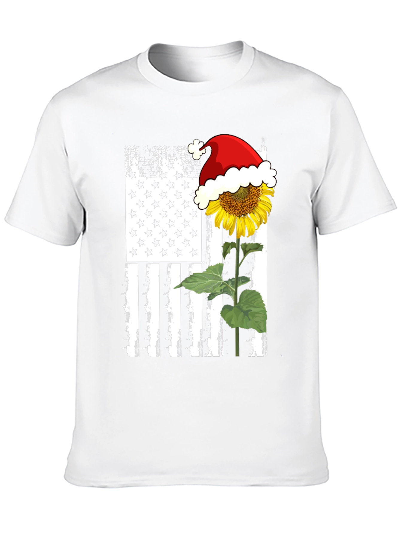 Sunflower American Flag Christmas T-Shirt