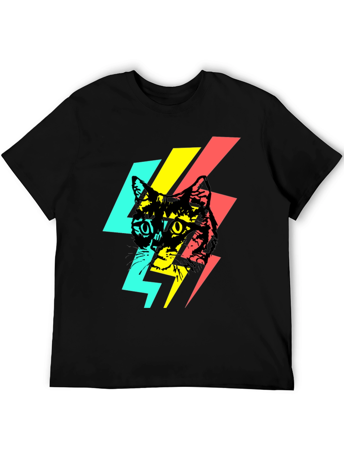 Cool Cat Lightning Bolt Graphic Tee - Black