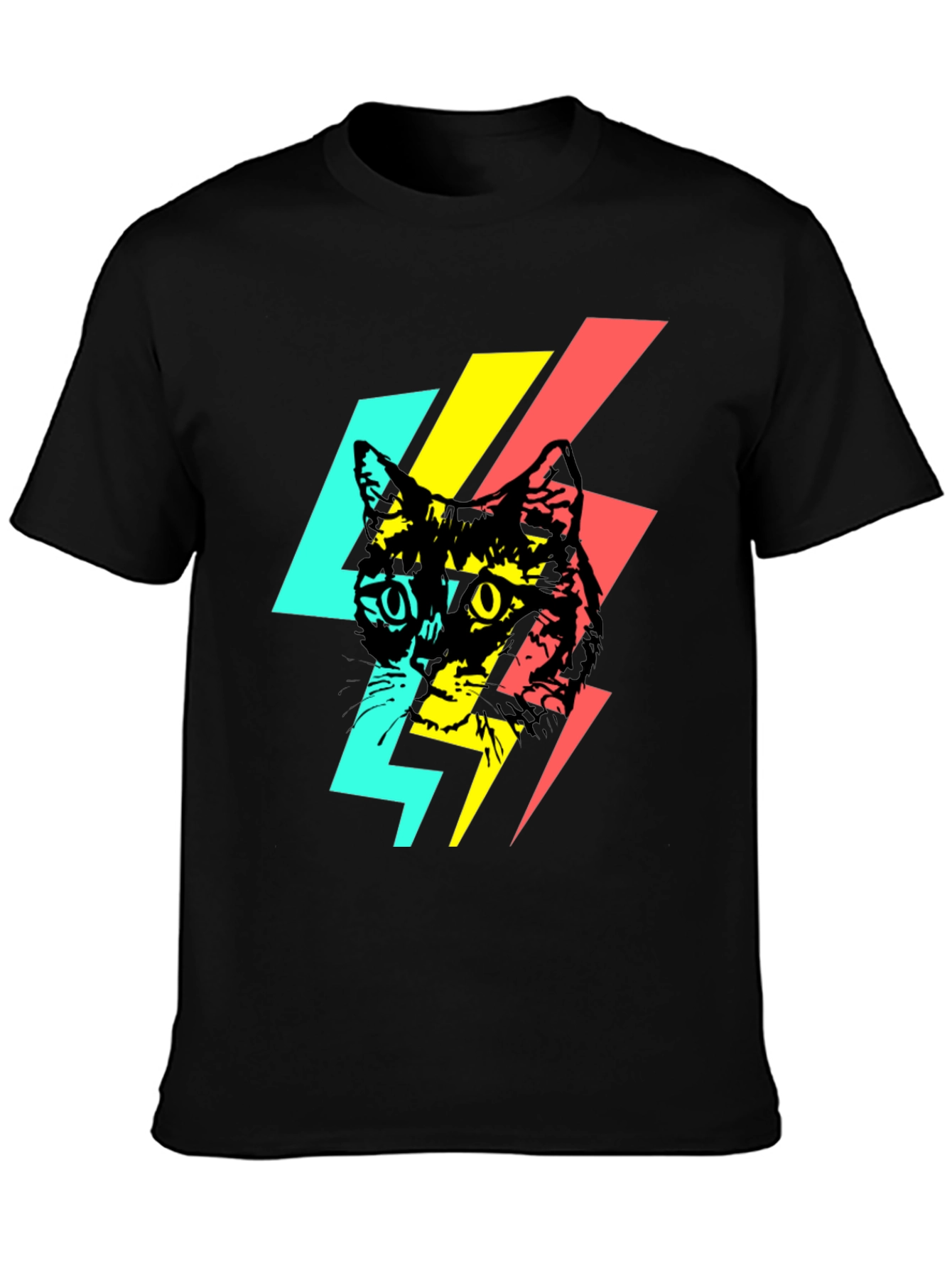 Cool Cat Lightning Bolt Graphic Tee - Black