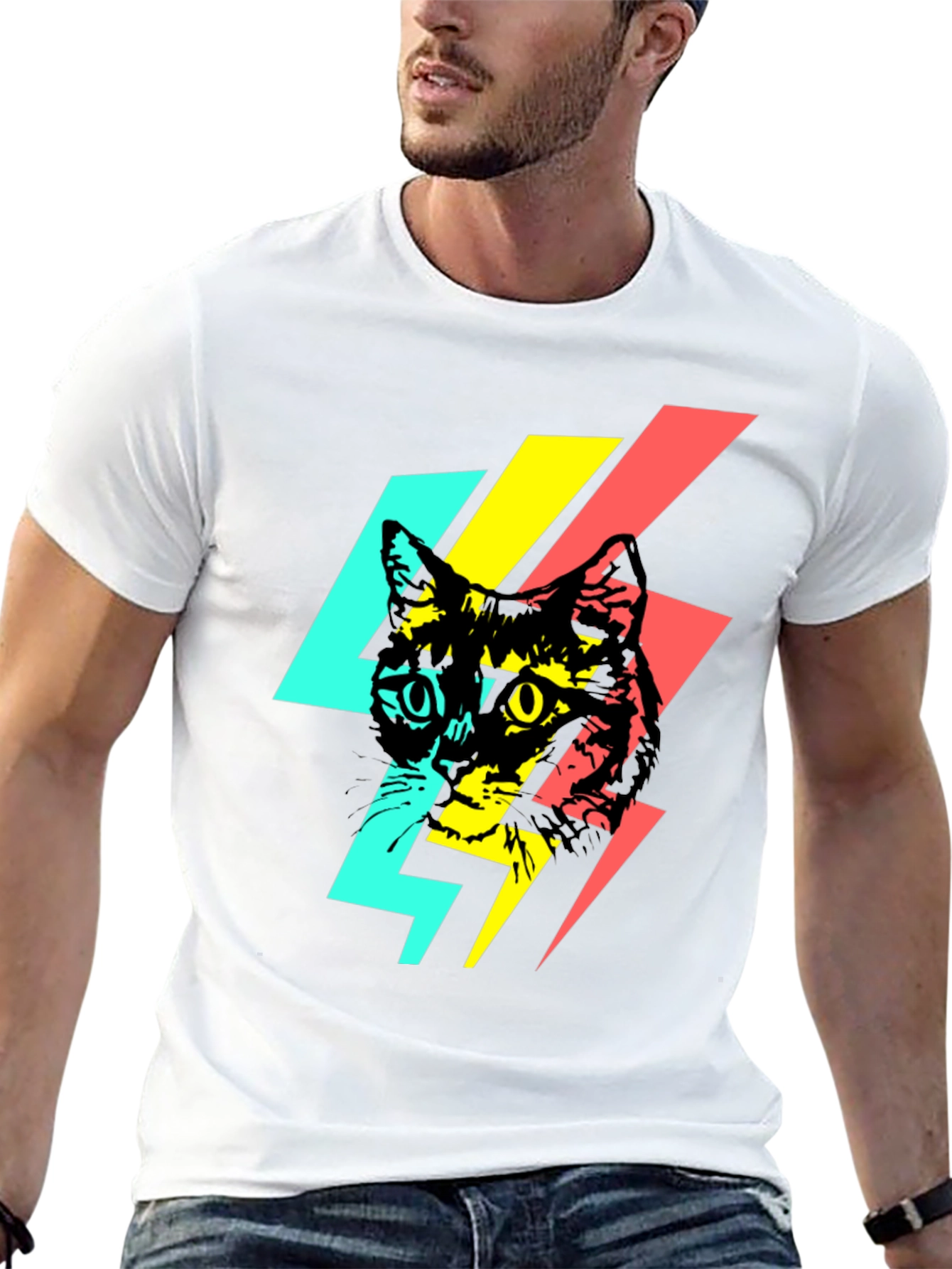 Cool Cat Lightning Bolt Graphic Tee - Black