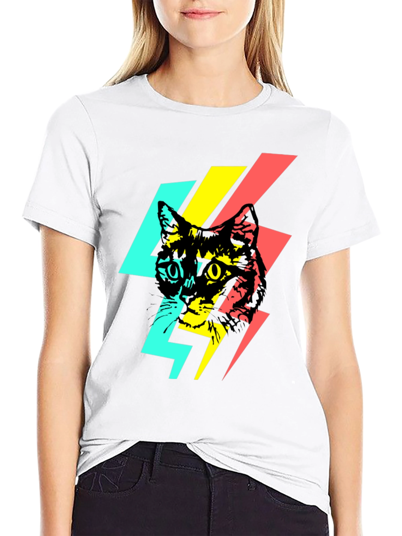 Cool Cat Lightning Bolt Graphic Tee - Black