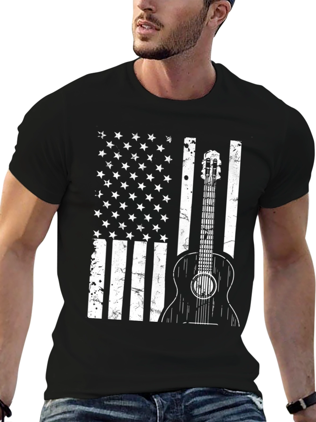 American Flag Guitar T-Shirt