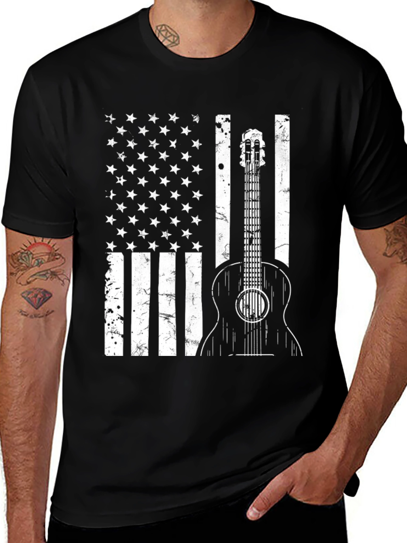 American Flag Guitar T-Shirt