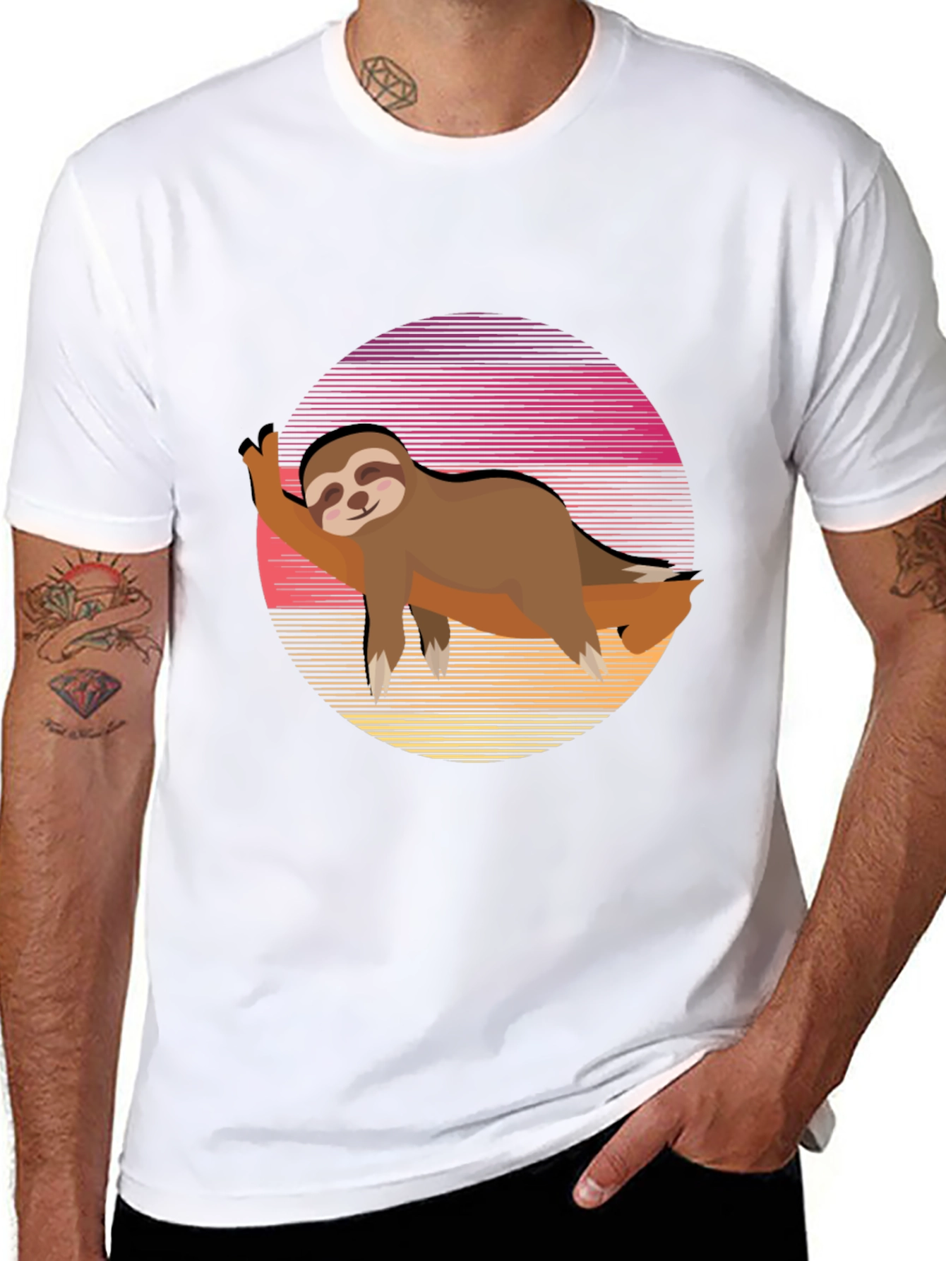 Sloth Sunset Graphic Tee - Relaxed Style