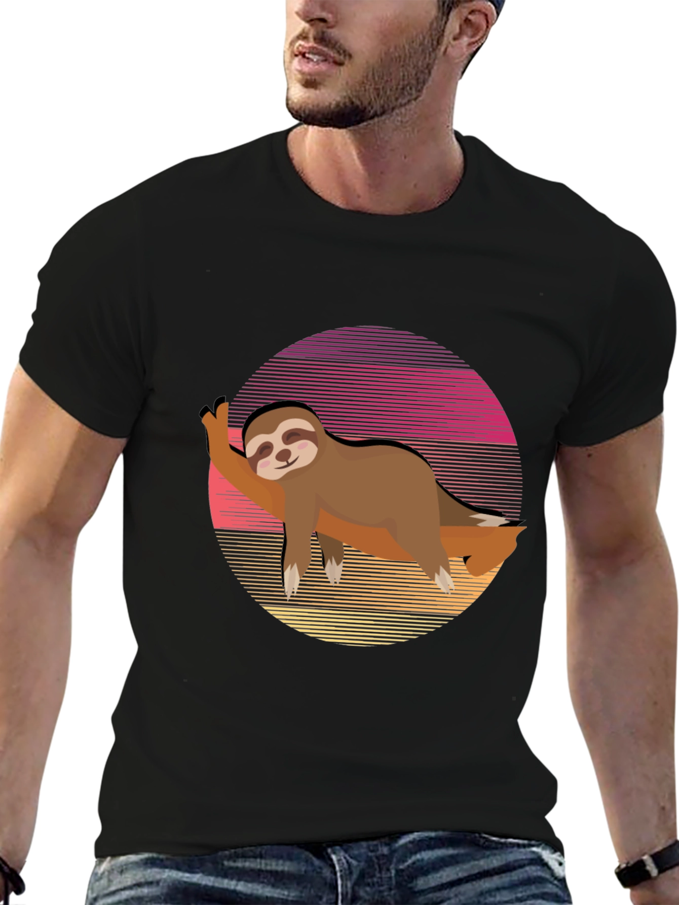 Sloth Sunset Graphic Tee - Relaxed Style