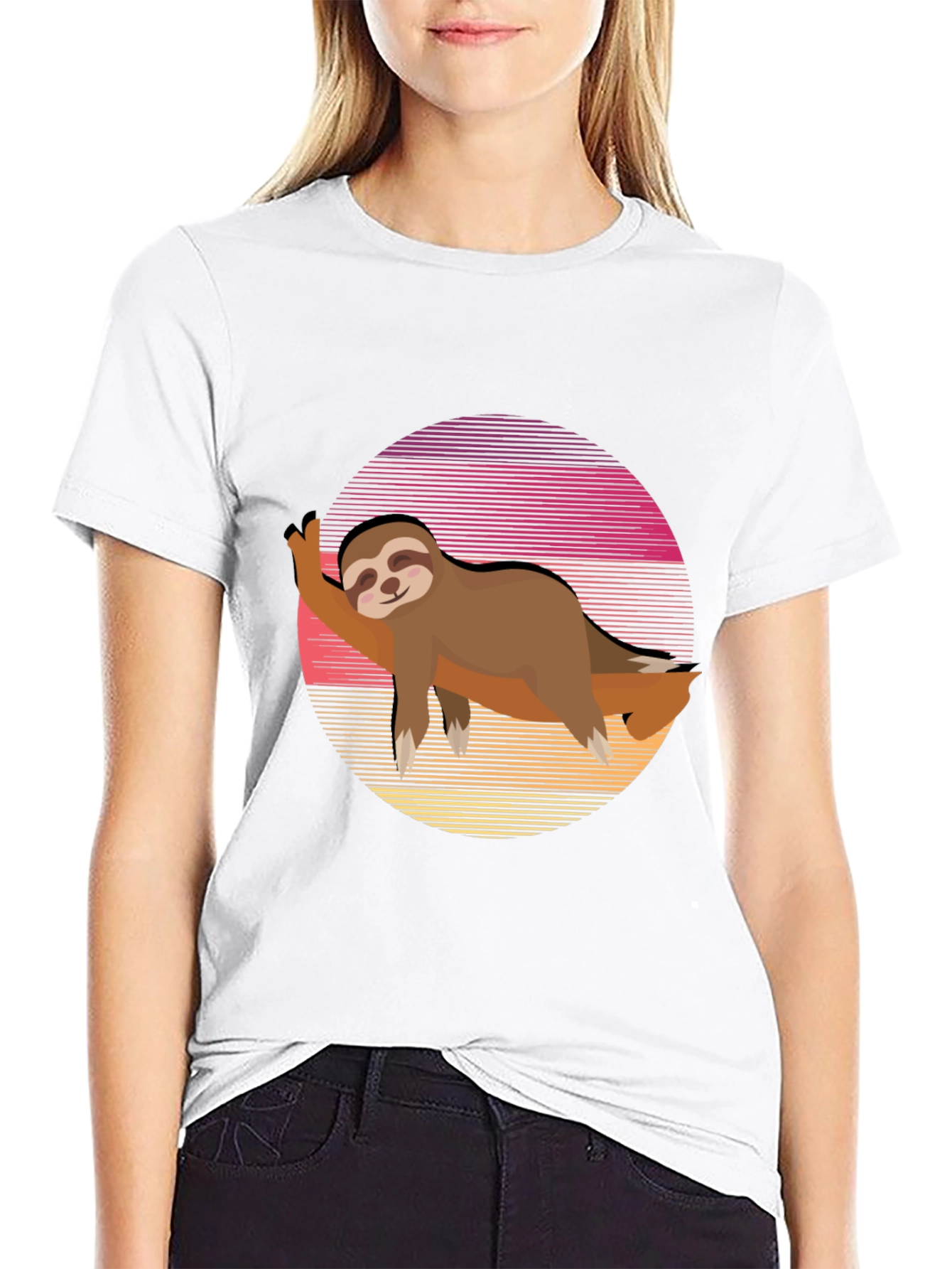 Sloth Sunset Graphic Tee - Relaxed Style