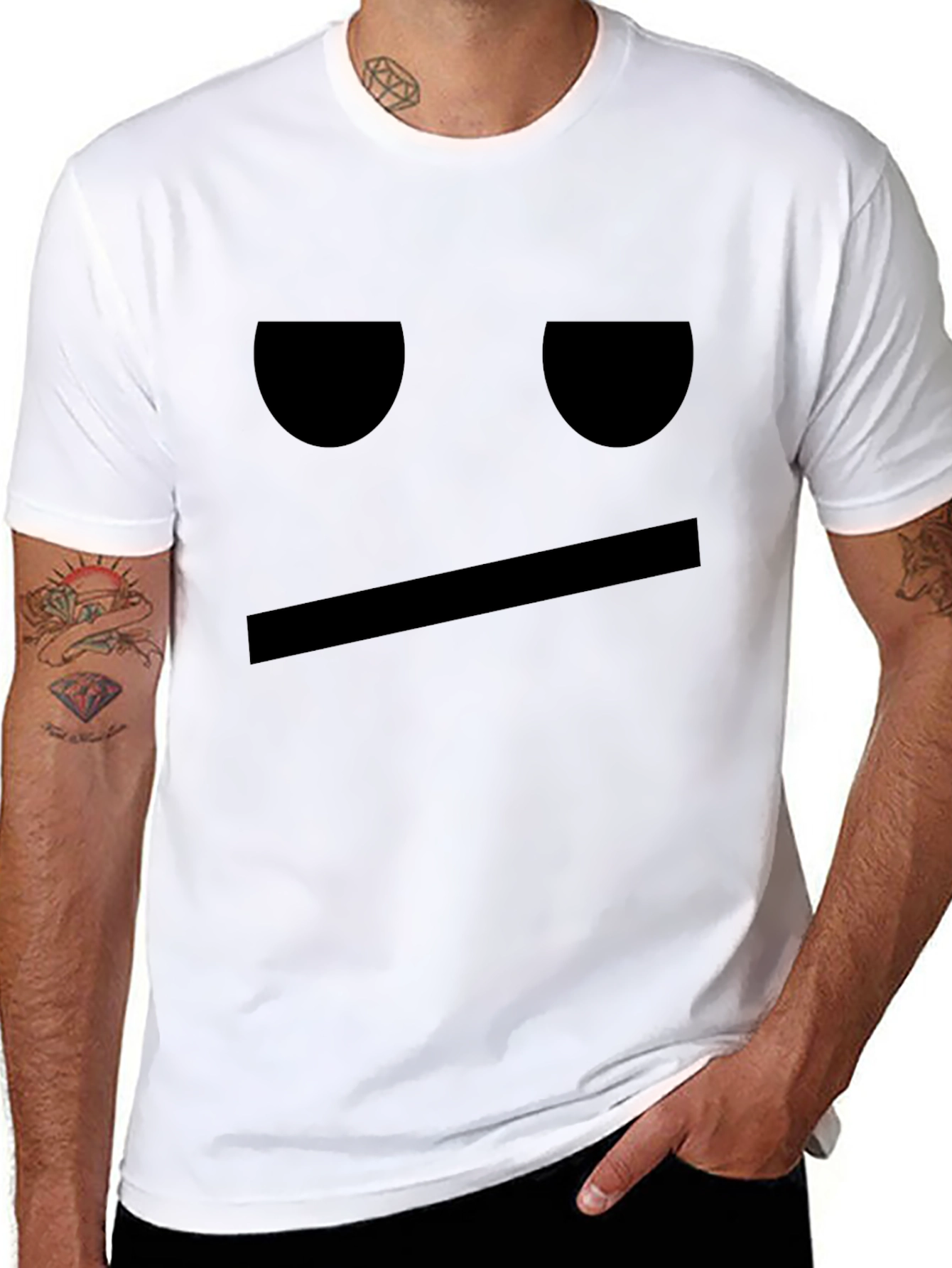 Expressionless Face Graphic Tee - Cool Casual Style