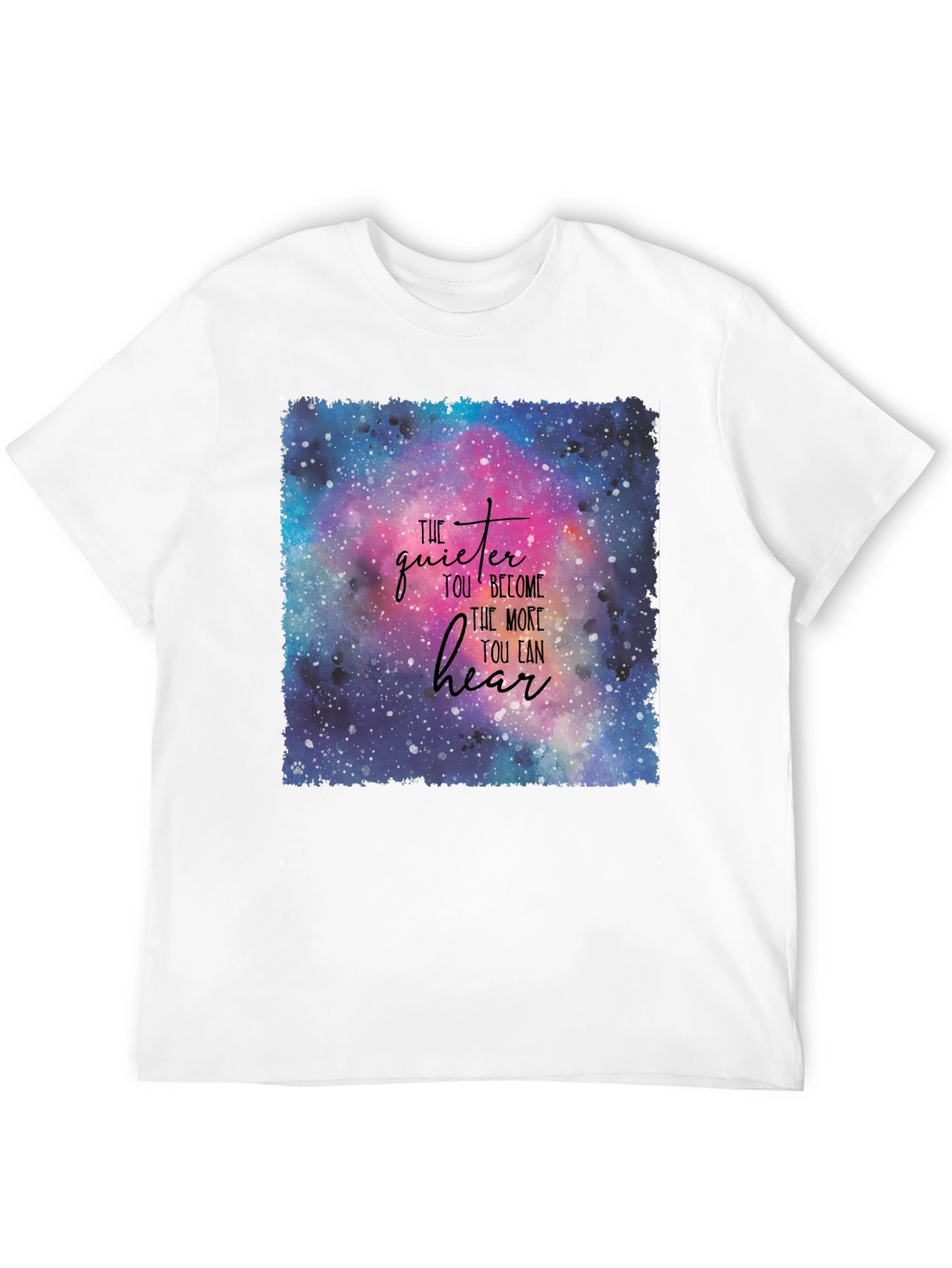 Cosmic Wisdom Tee: Quiet Hear Print T-Shirt