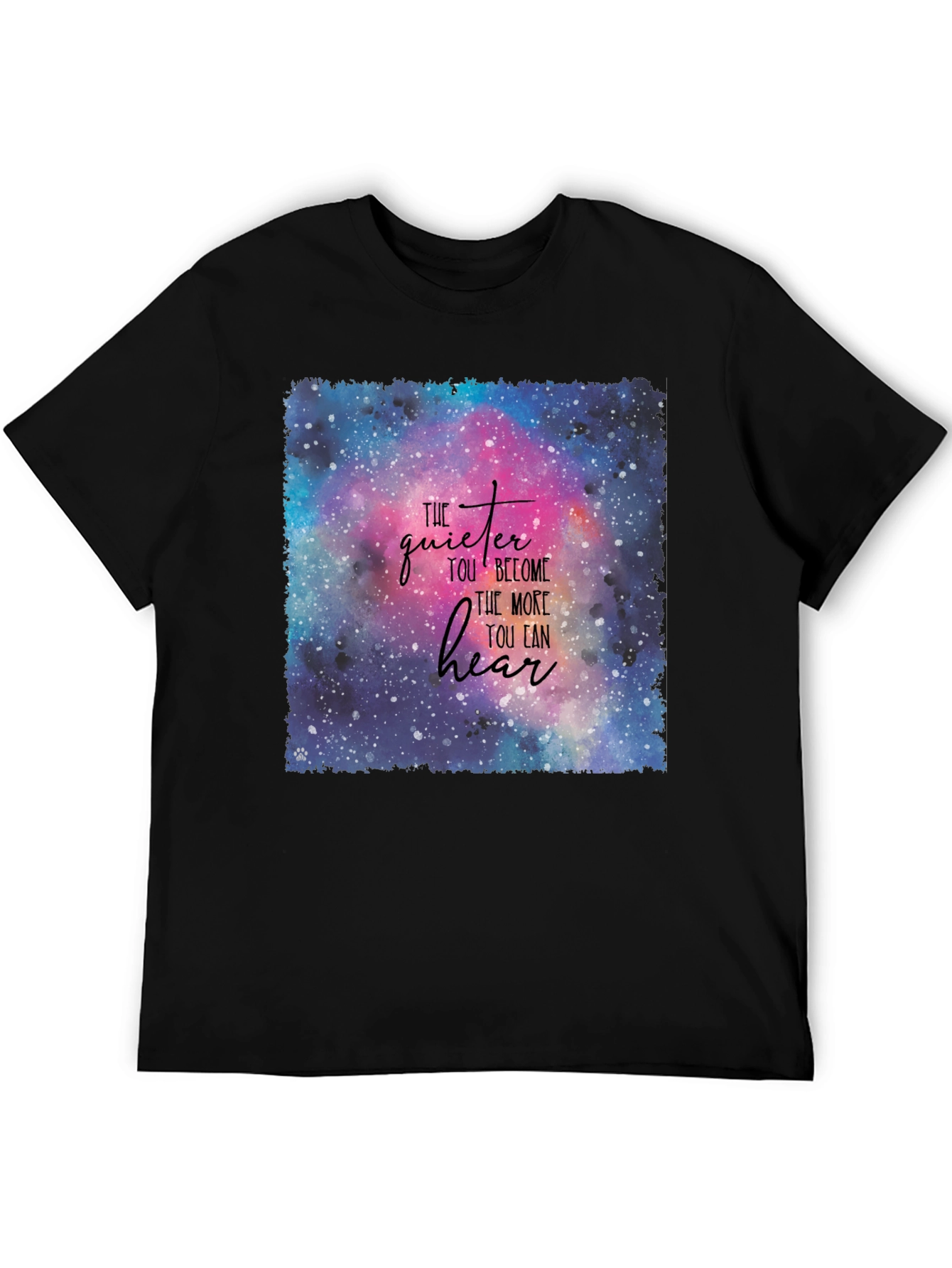 Cosmic Wisdom Tee: Quiet Hear Print T-Shirt