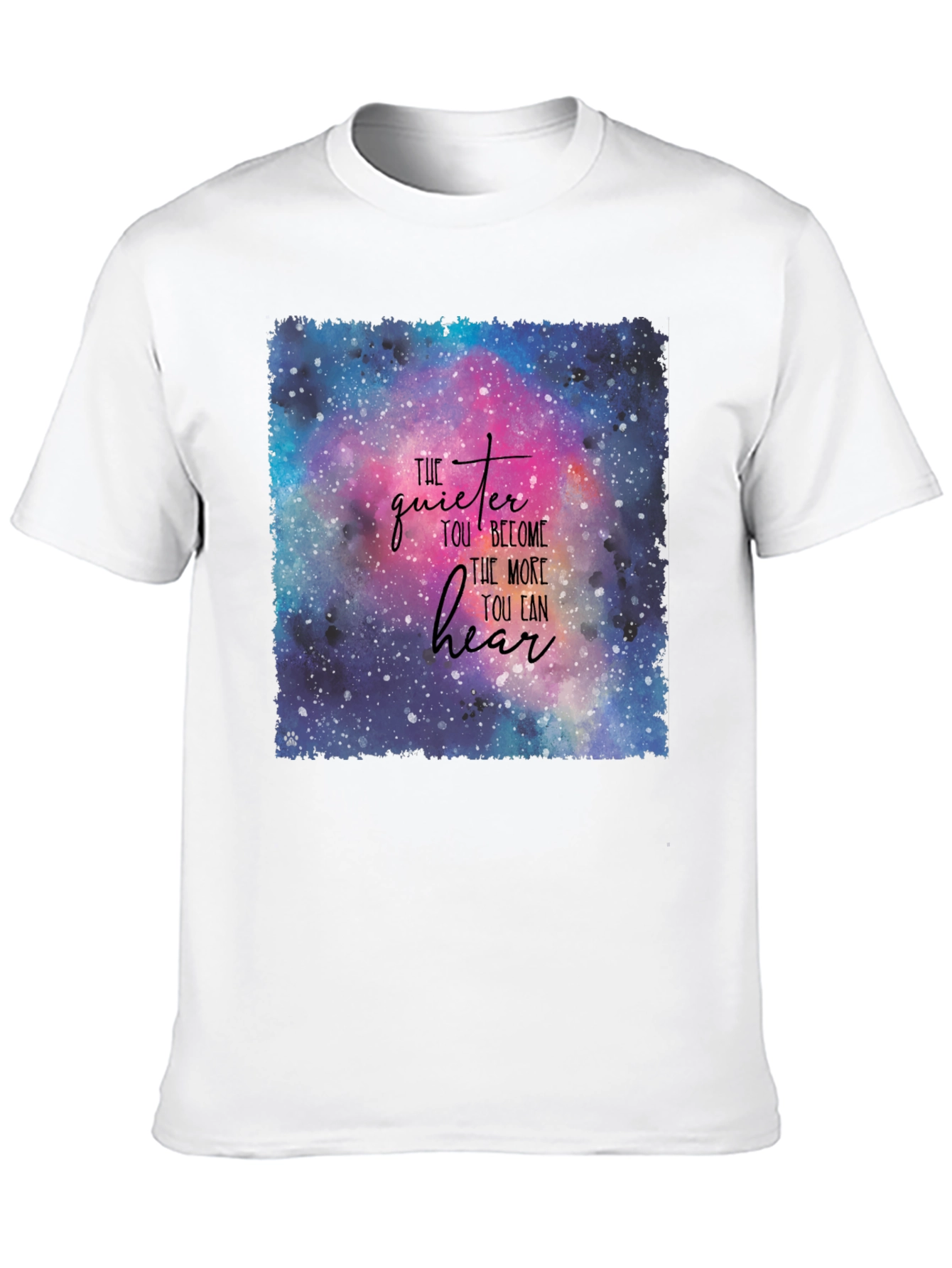Cosmic Wisdom Tee: Quiet Hear Print T-Shirt