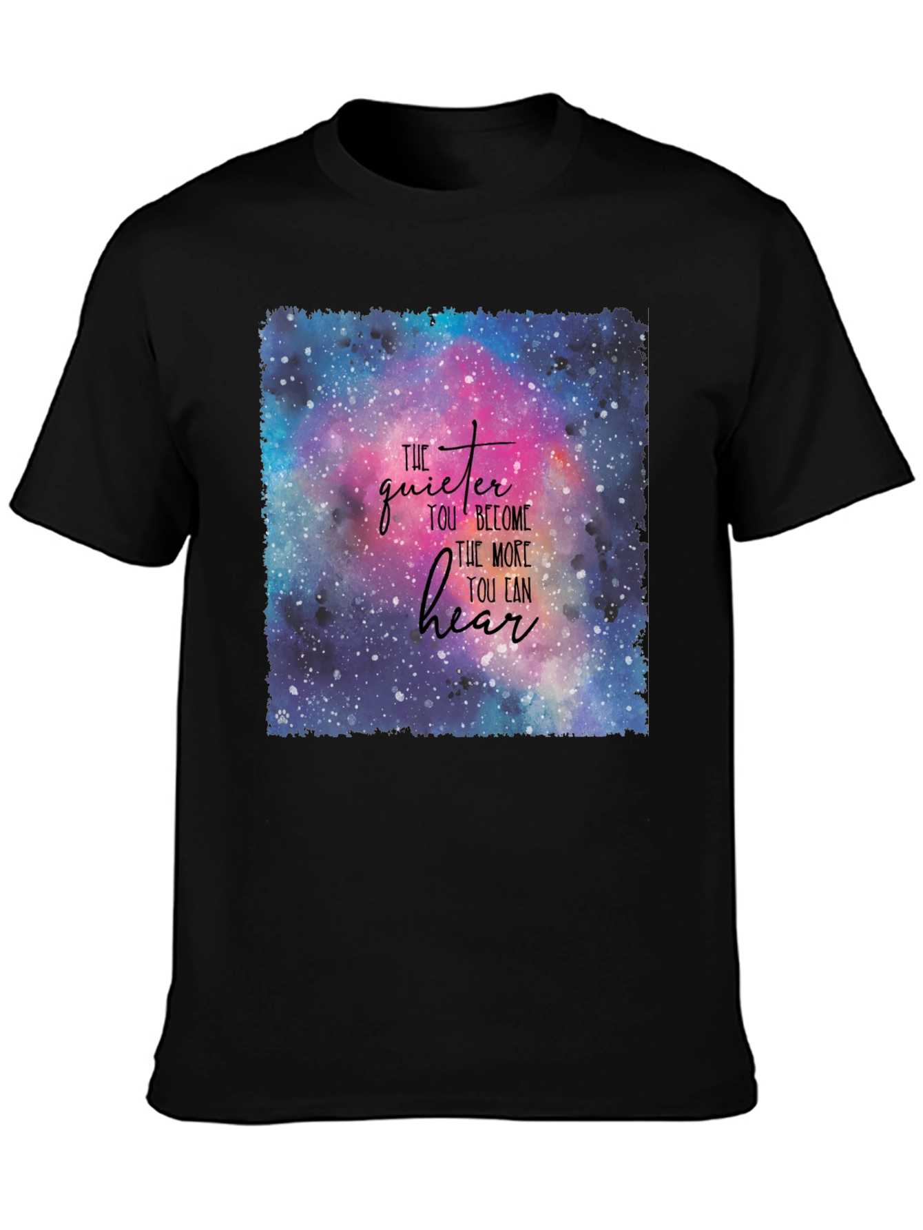 Cosmic Wisdom Tee: Quiet Hear Print T-Shirt