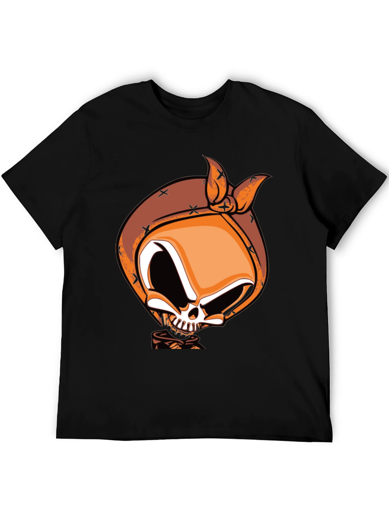 Skull Bandana Graphic Print Black T-Shirt