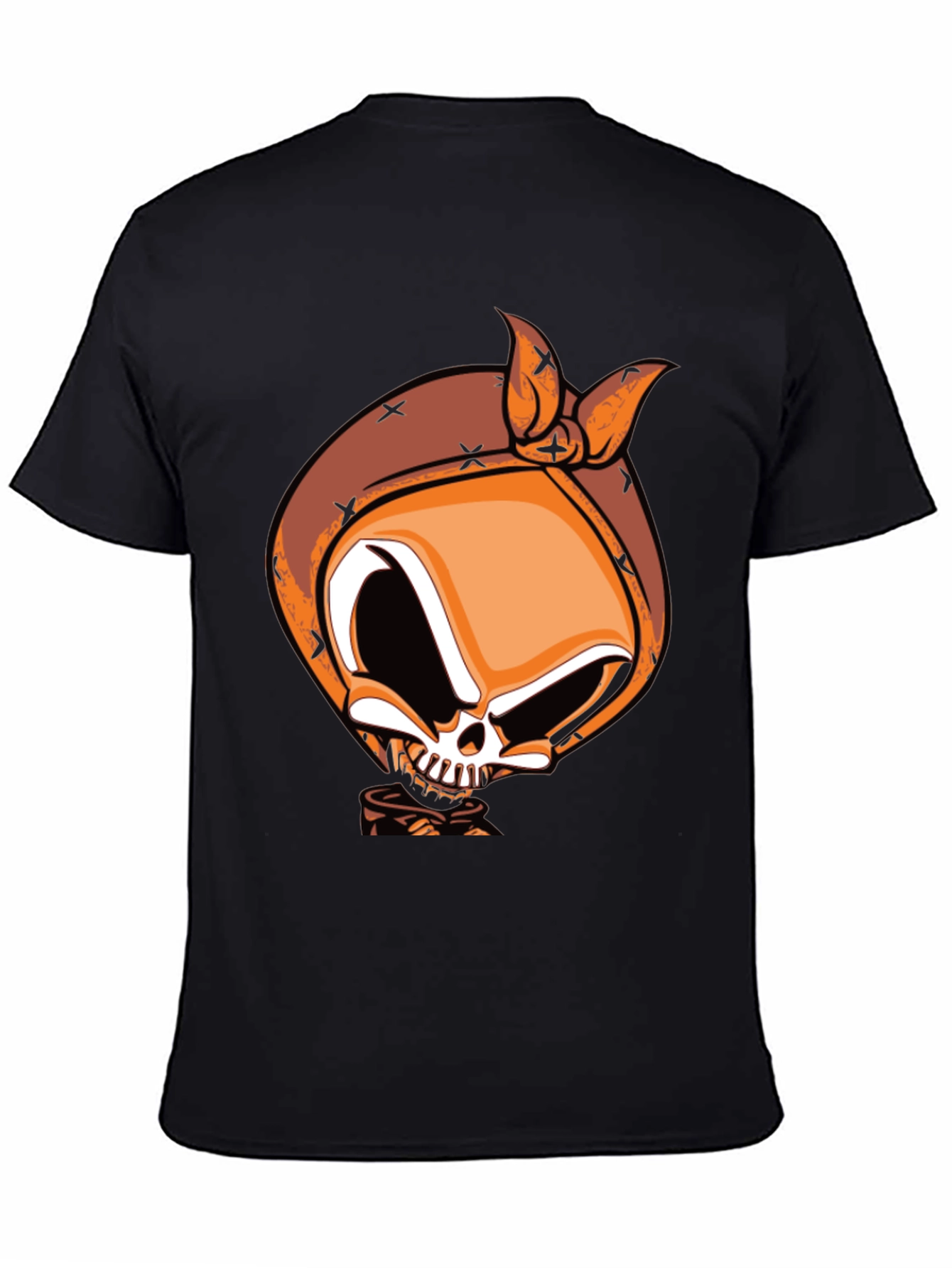 Skull Bandana Graphic Print Black T-Shirt