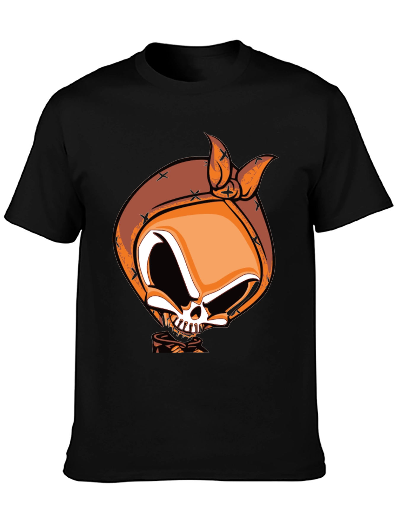 Skull Bandana Graphic Print Black T-Shirt