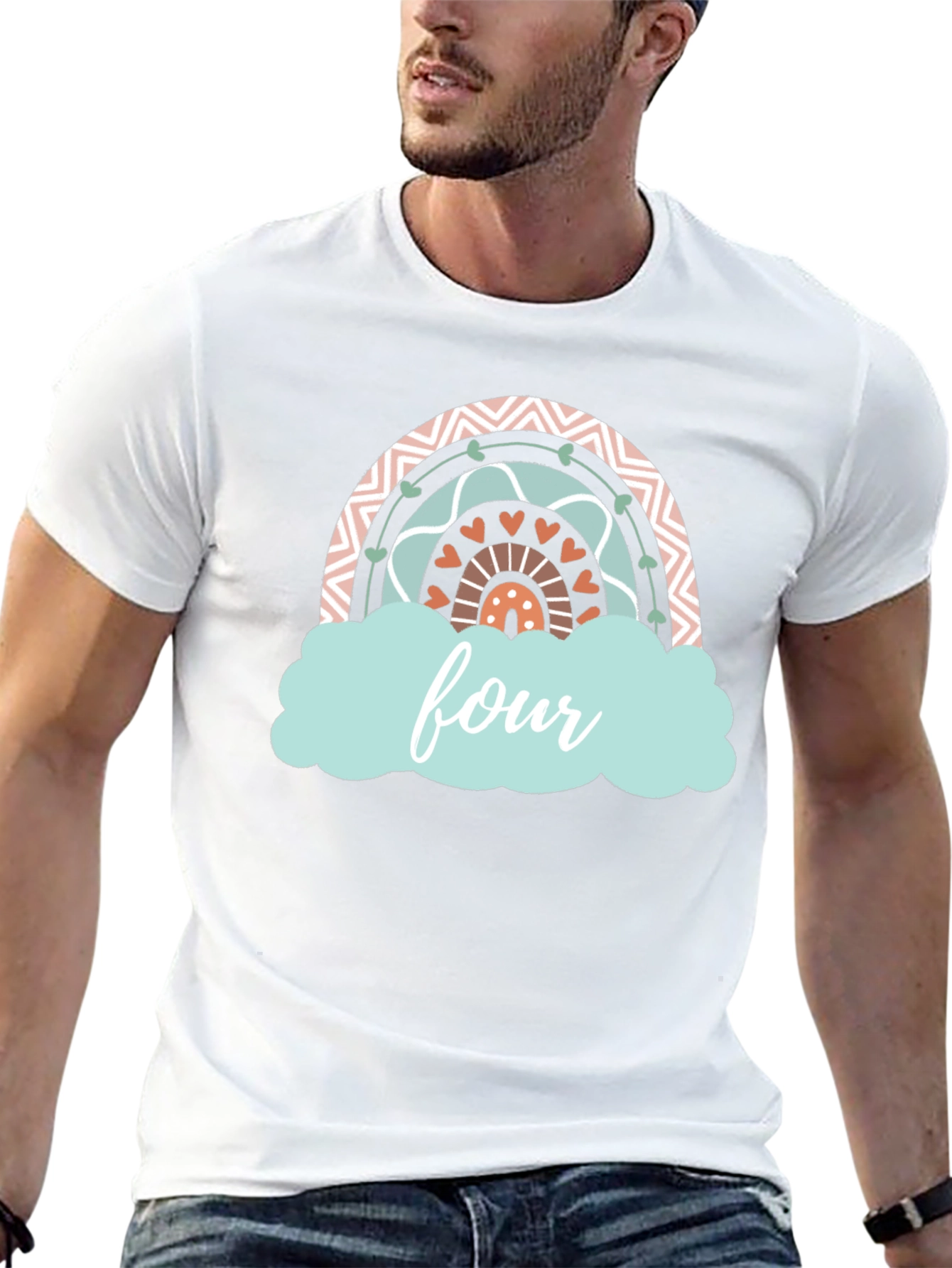 Boho Rainbow Four Birthday T-Shirt