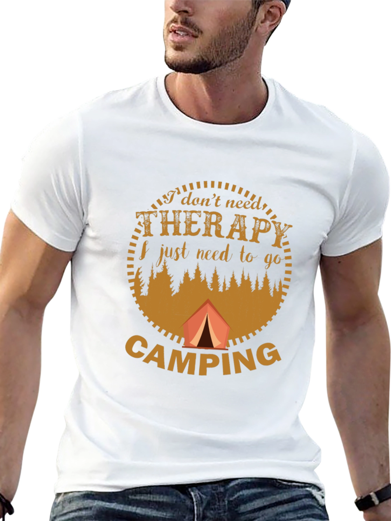 Camping Therapy Graphic T-Shirt - Black