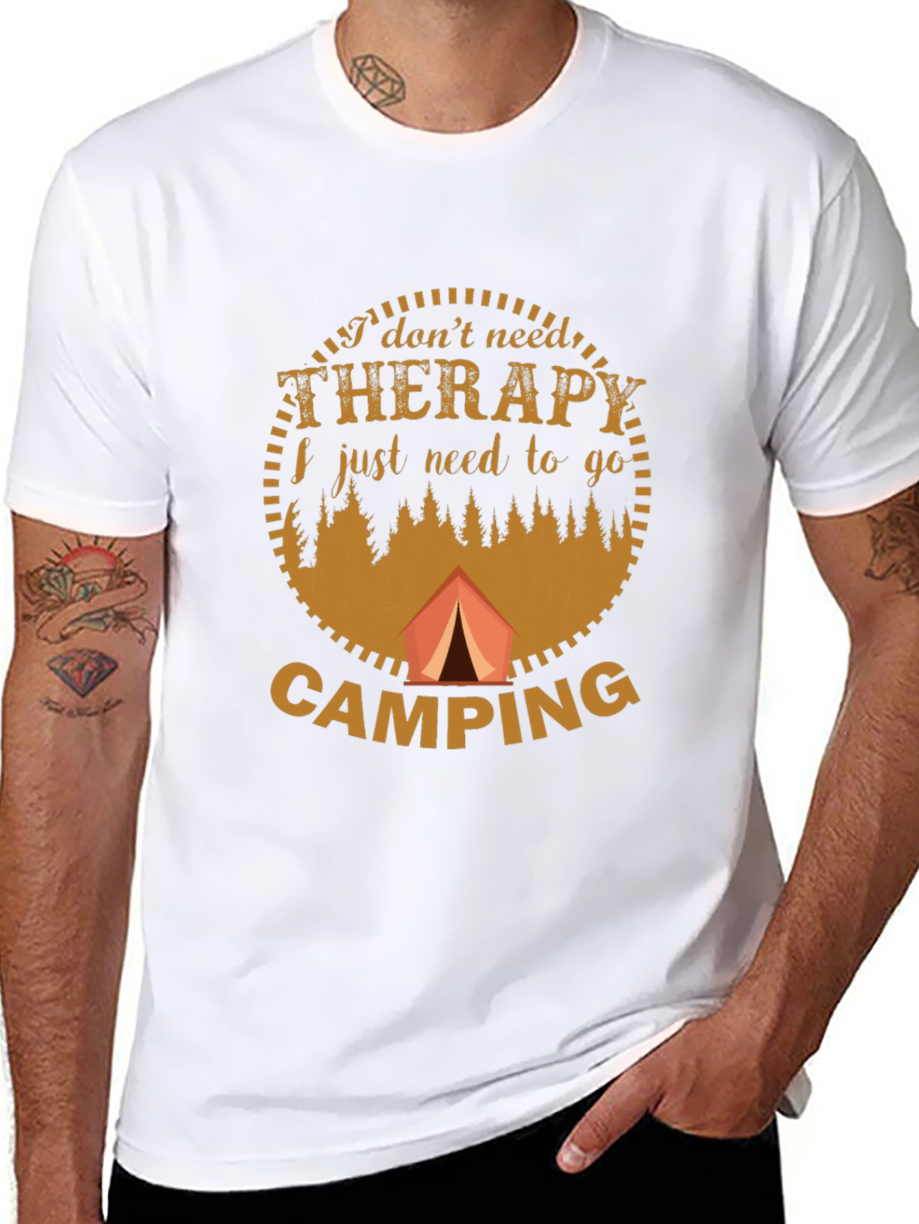 Camping Therapy Graphic T-Shirt - Black