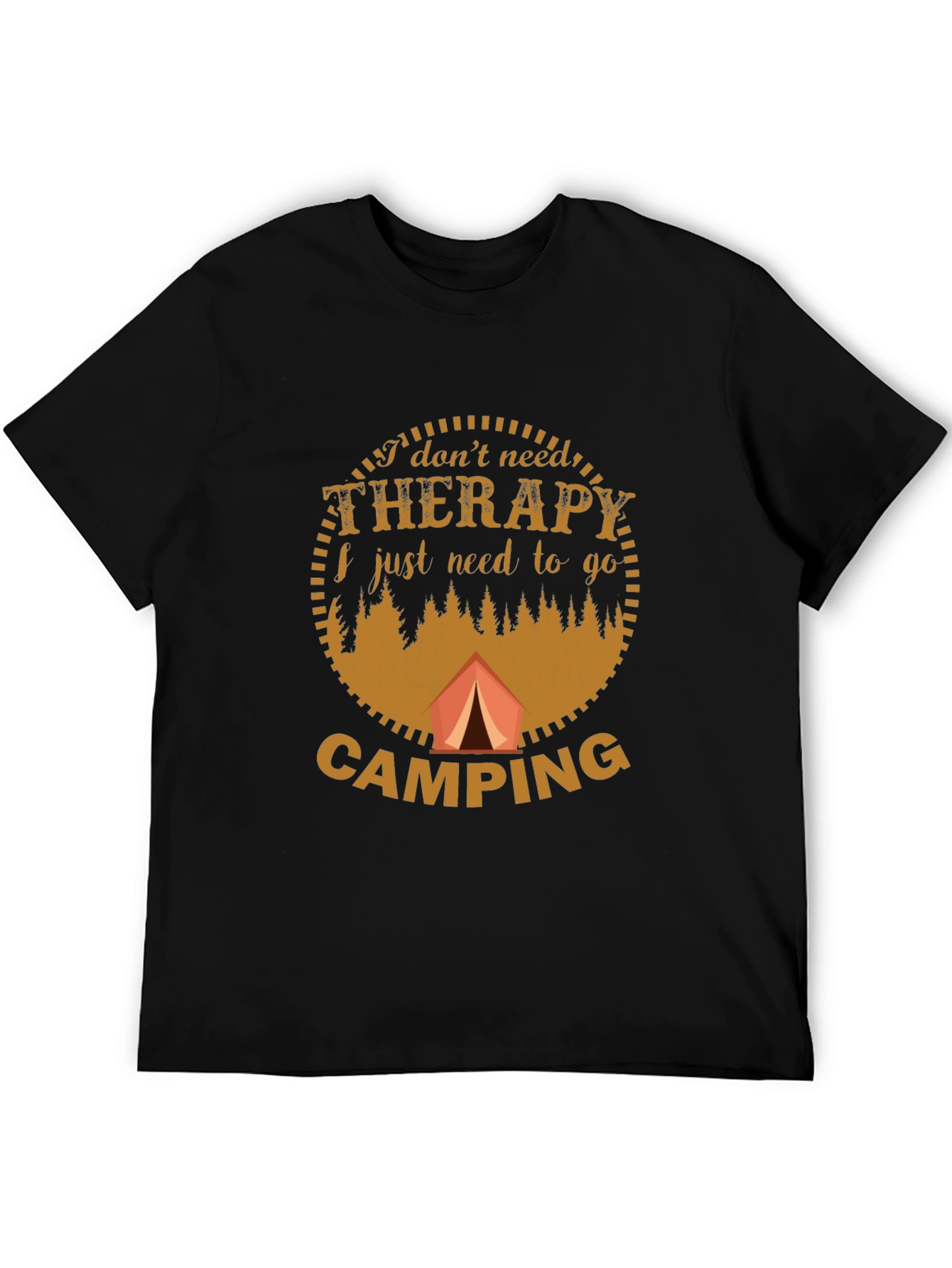 Camping Therapy Graphic T-Shirt - Black