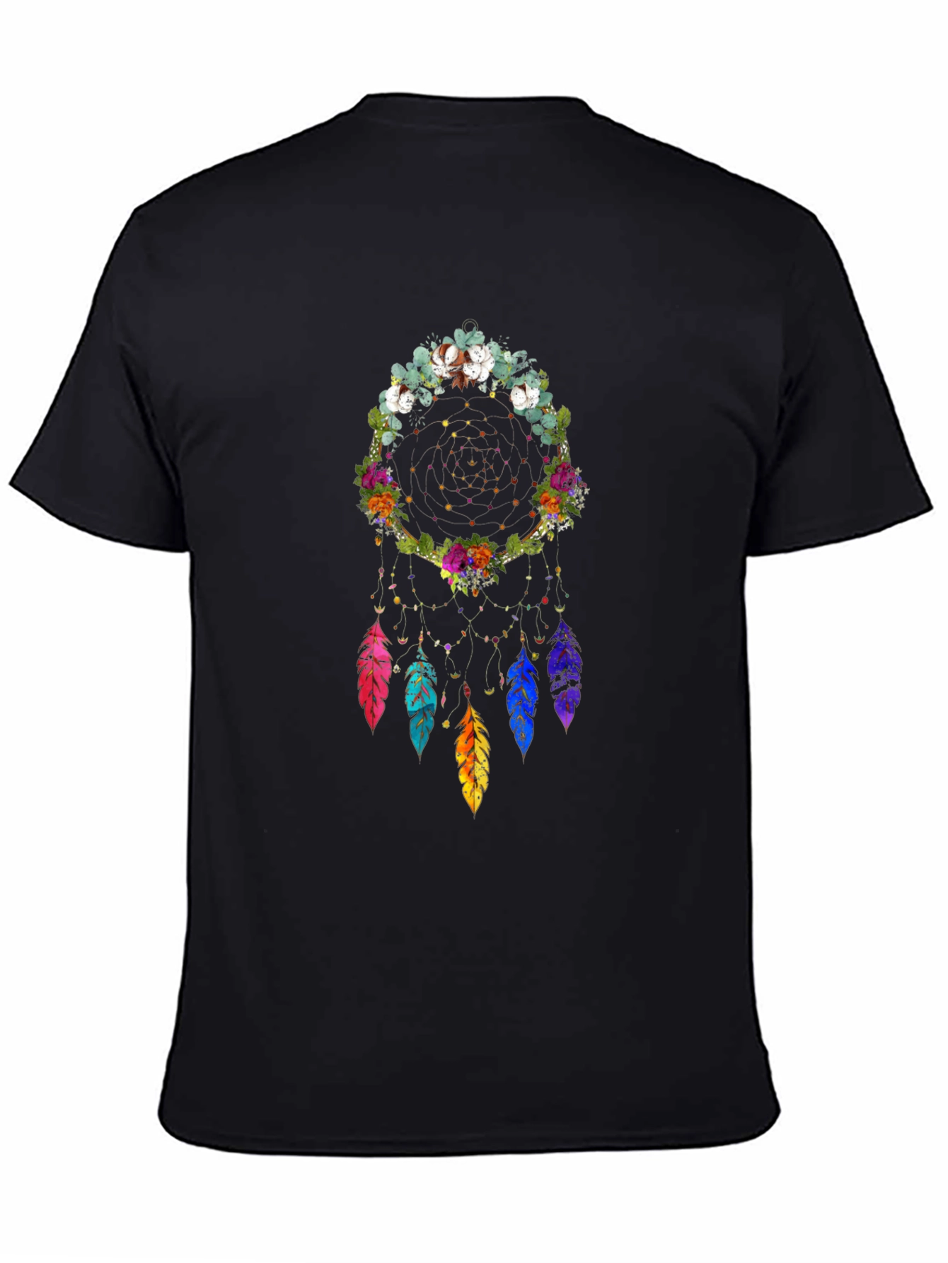 Floral Dream Catcher Graphic Tee - Black