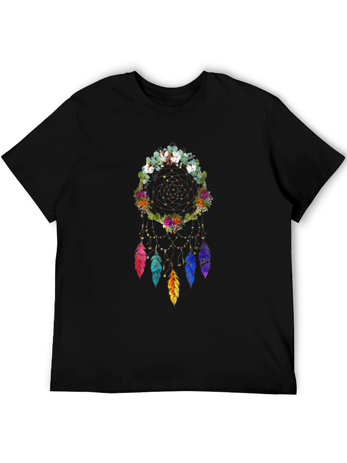 Floral Dream Catcher Graphic Tee - Black