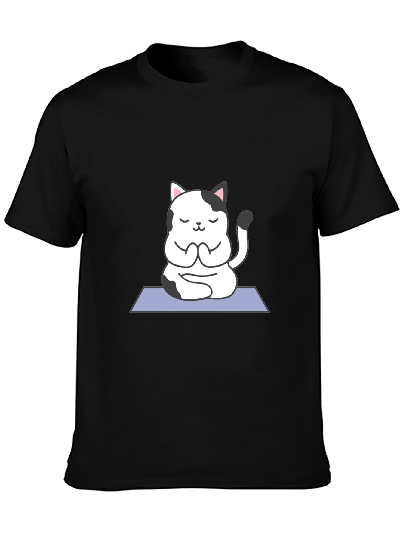 Yoga Cat Black T-Shirt - Meditating Kitten Tee