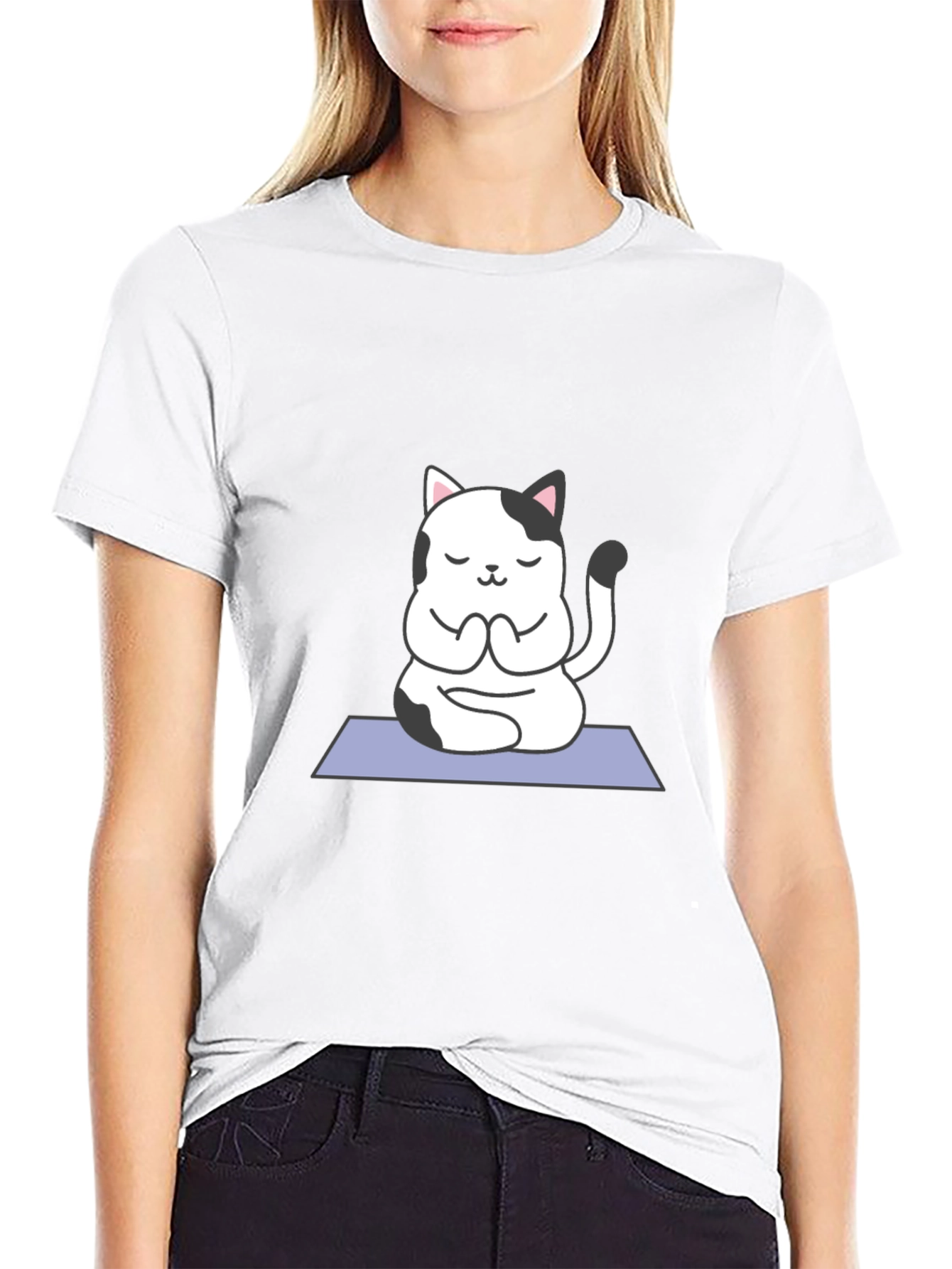 Yoga Cat Black T-Shirt - Meditating Kitten Tee