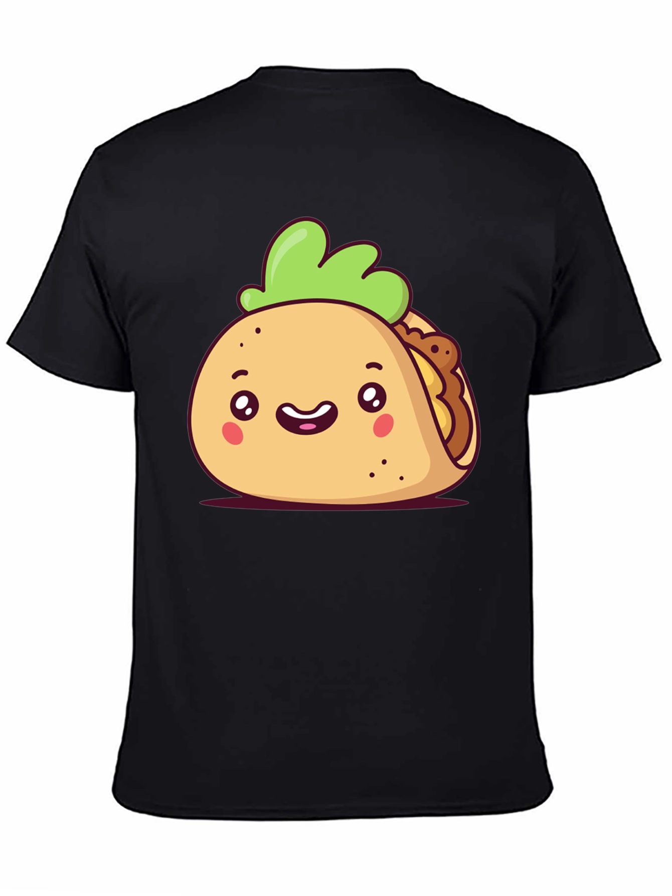 Cute Cartoon Taco Black T-Shirt