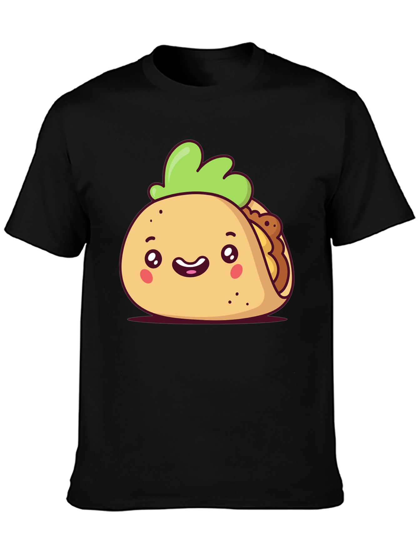 Cute Cartoon Taco Black T-Shirt