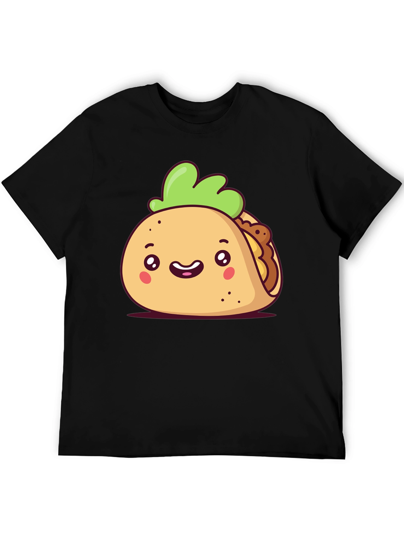Cute Cartoon Taco Black T-Shirt