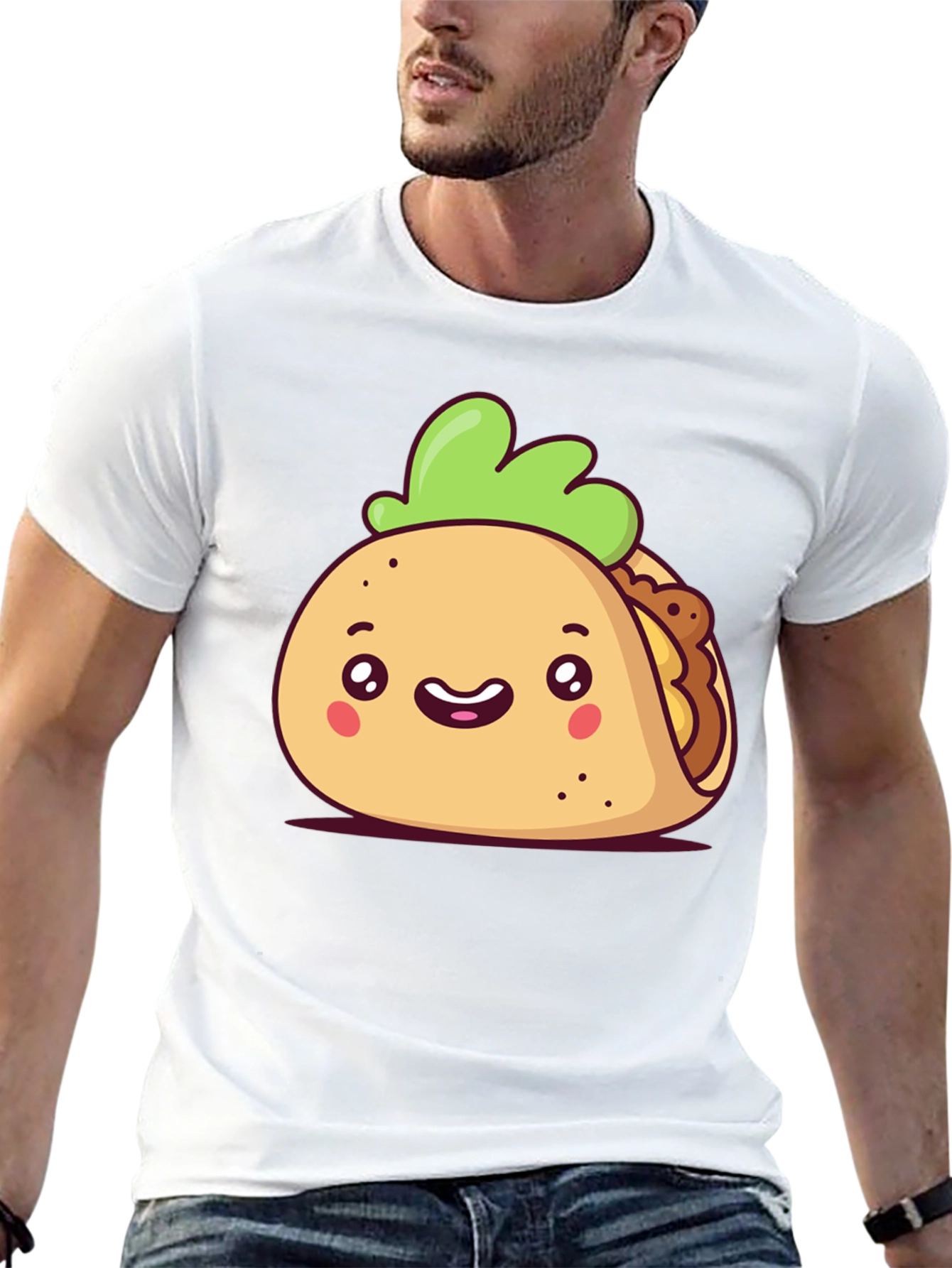 Cute Cartoon Taco Black T-Shirt