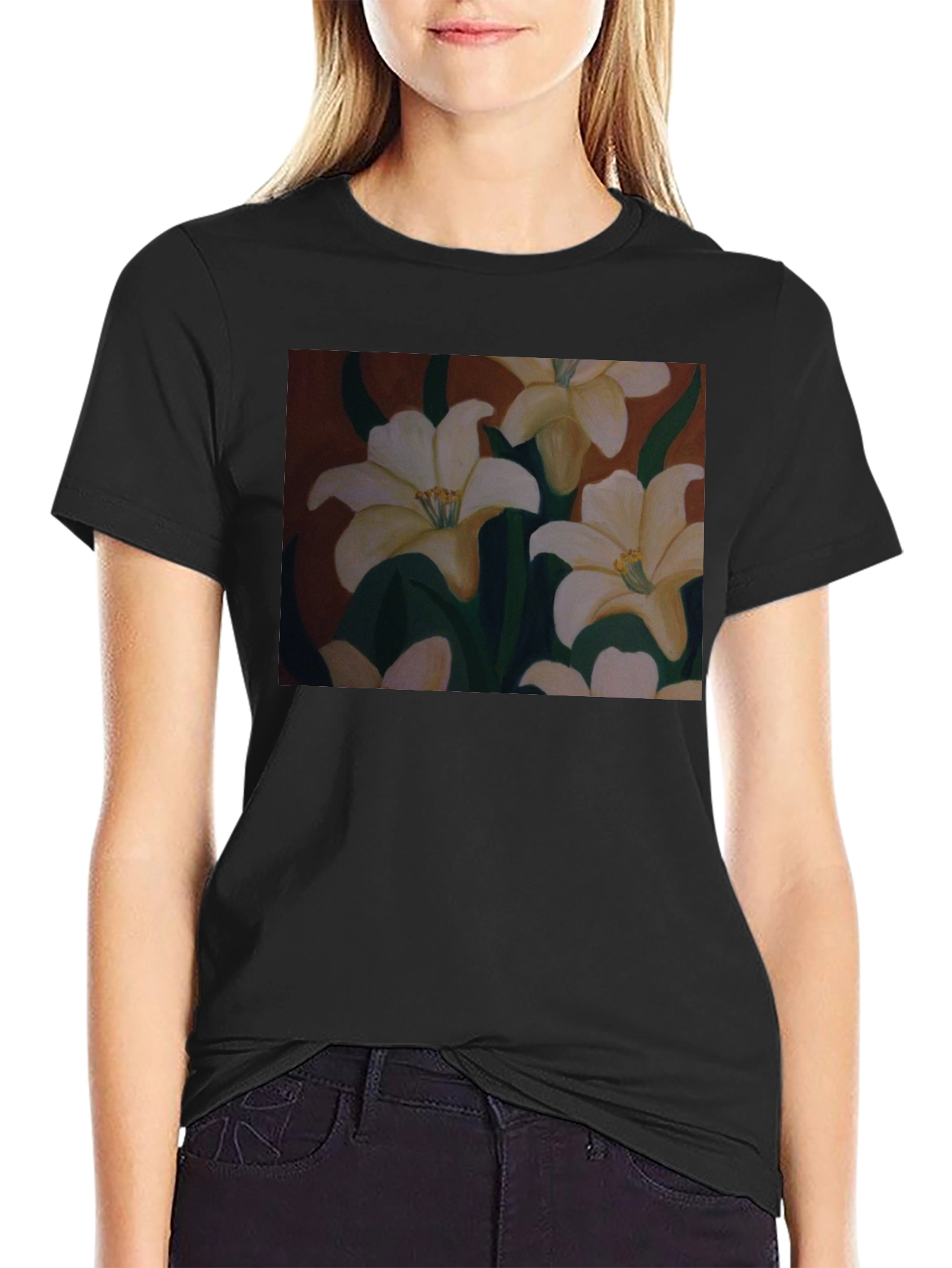 Floral T-Shirt: Artistic Lily Design