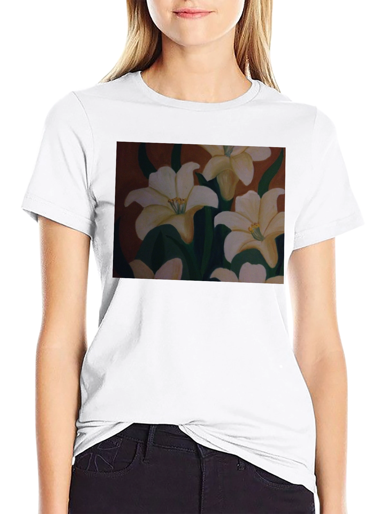 Floral T-Shirt: Artistic Lily Design