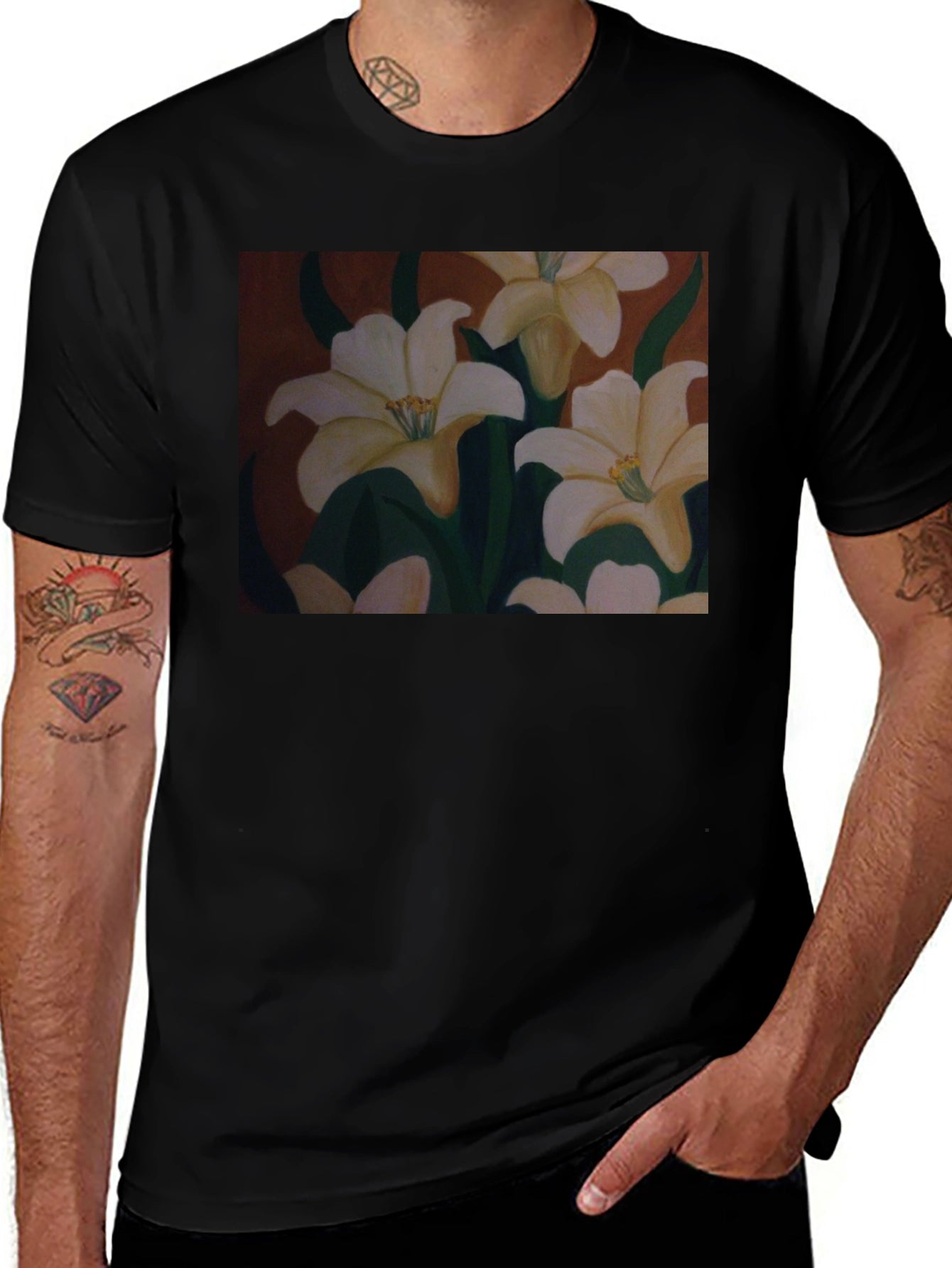 Floral T-Shirt: Artistic Lily Design