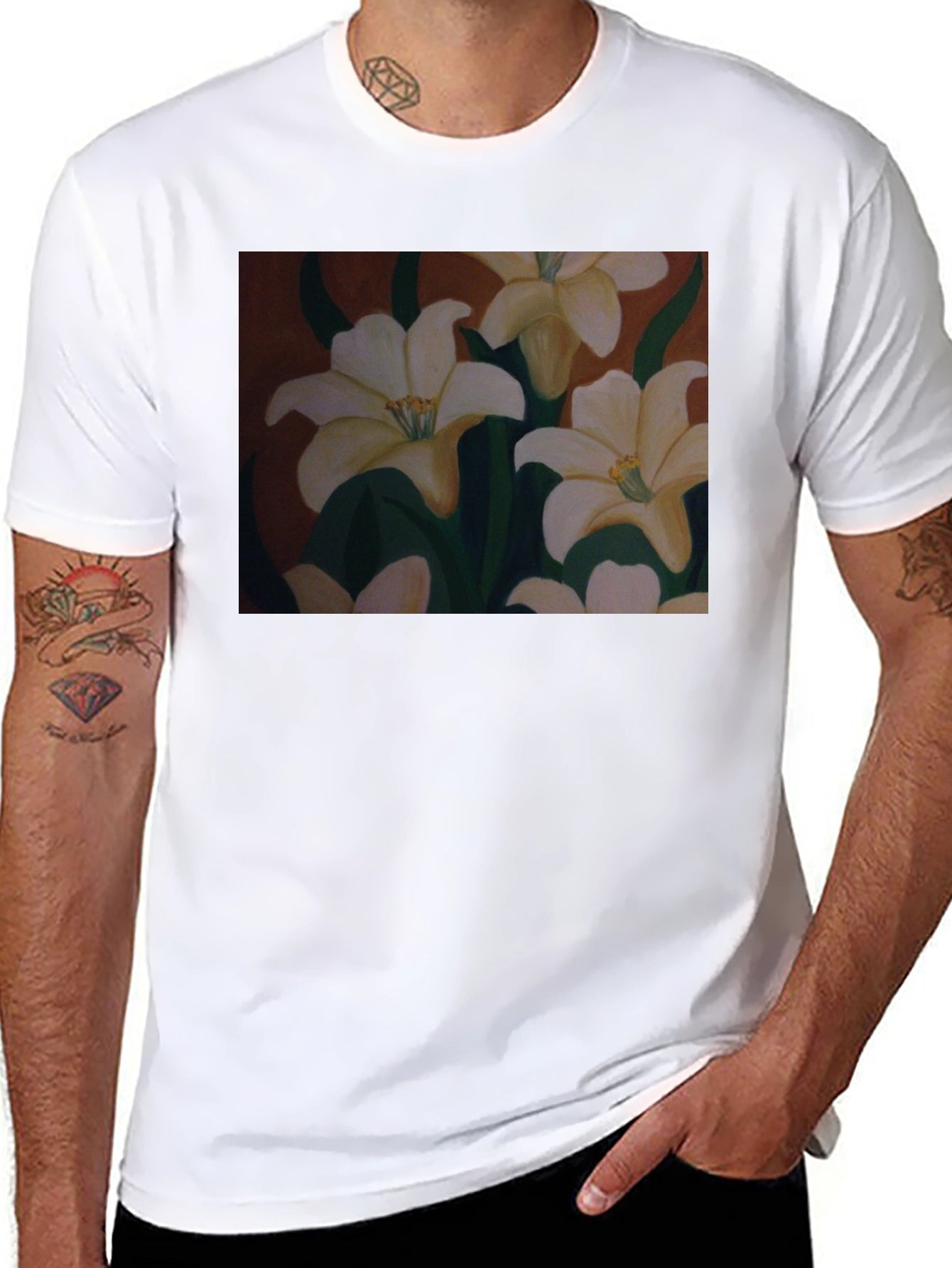 Floral T-Shirt: Artistic Lily Design
