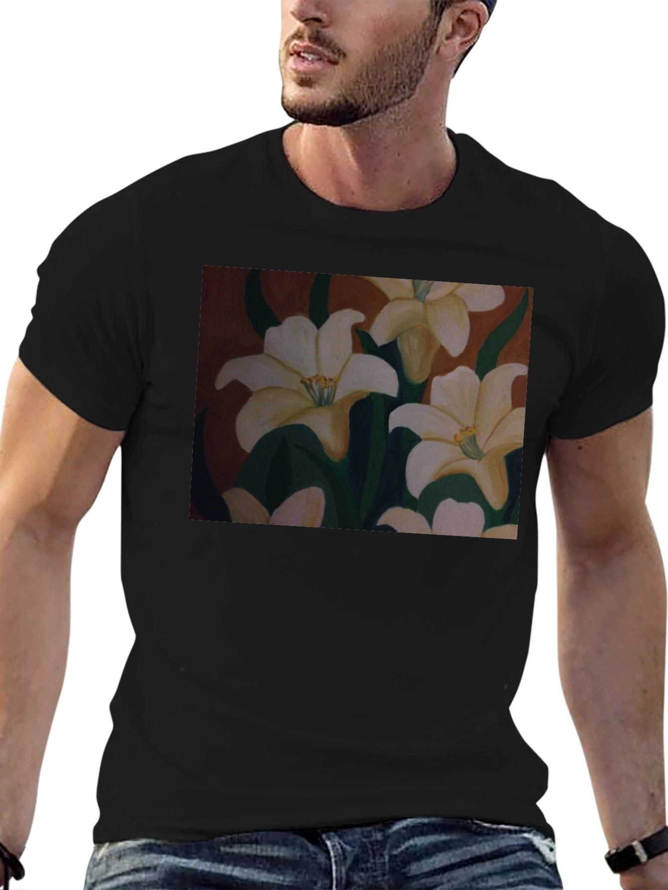Floral T-Shirt: Artistic Lily Design