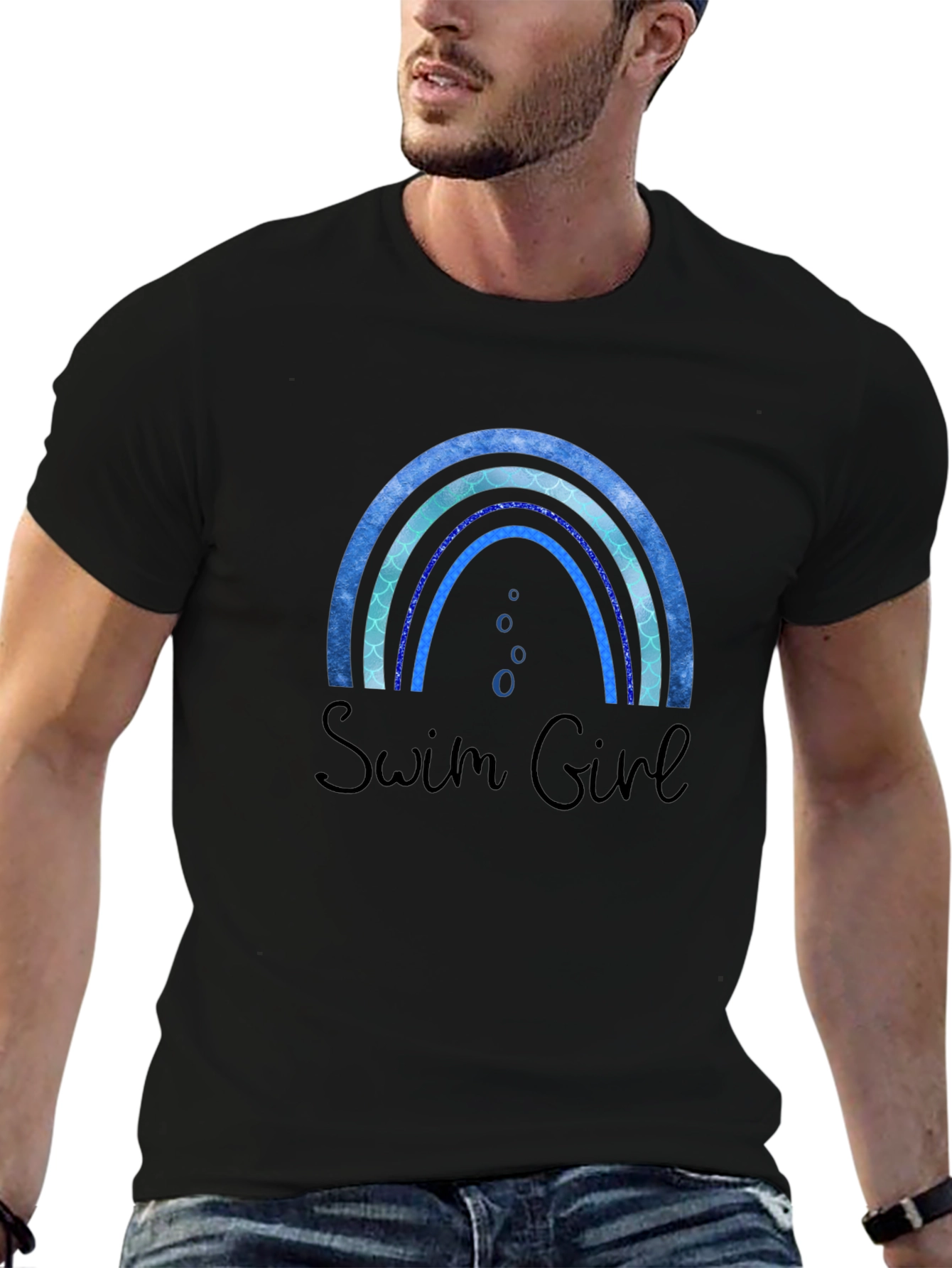 Swim Girl Rainbow Graphic Tee