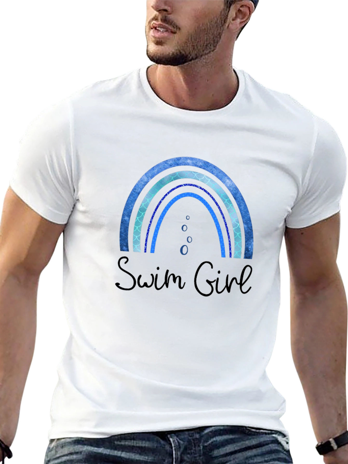Swim Girl Rainbow Graphic Tee