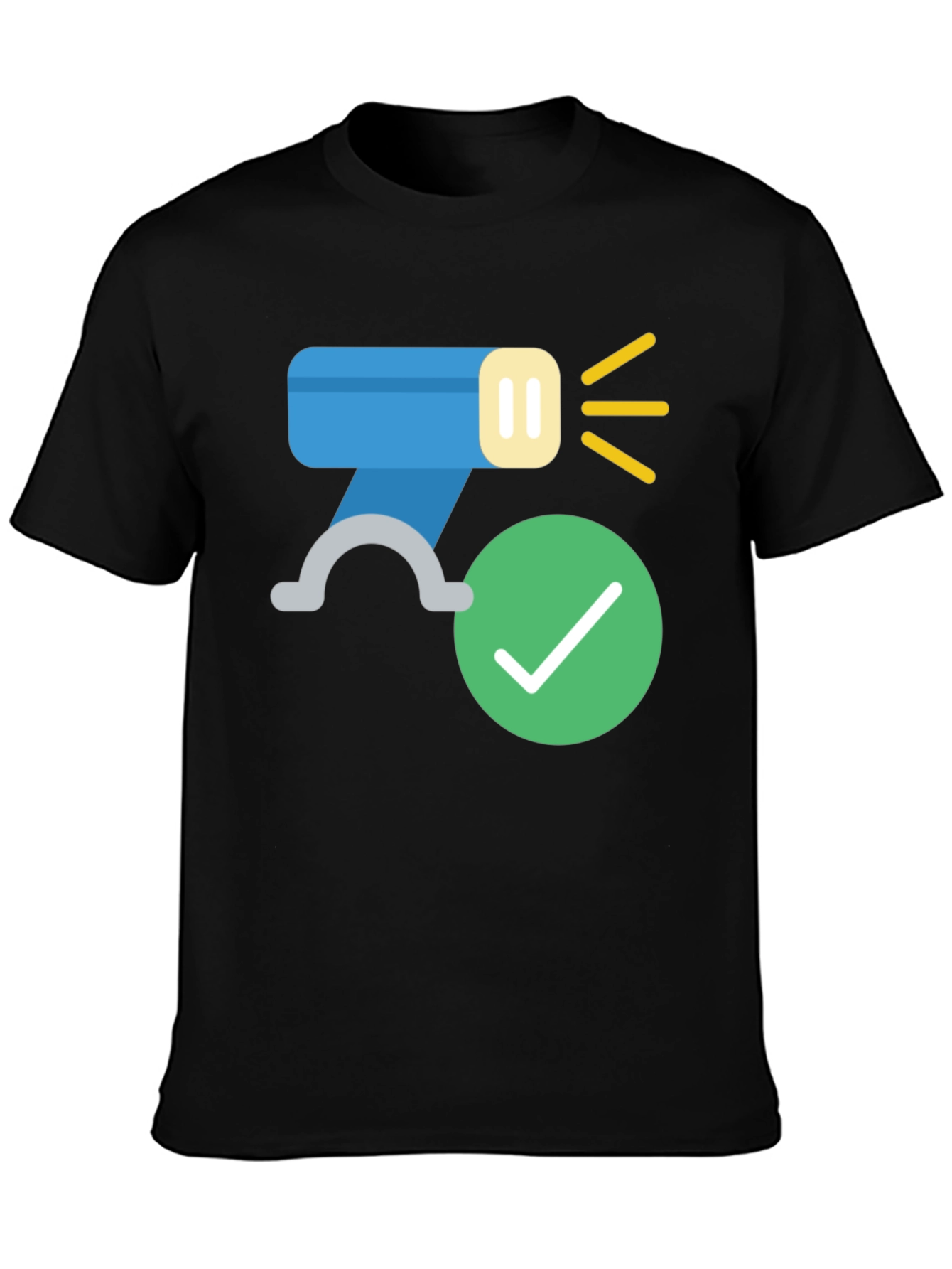 Modern Black T-Shirt with Flashlight Design
