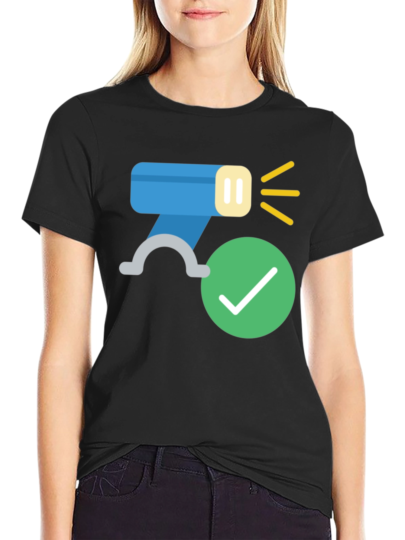 Modern Black T-Shirt with Flashlight Design
