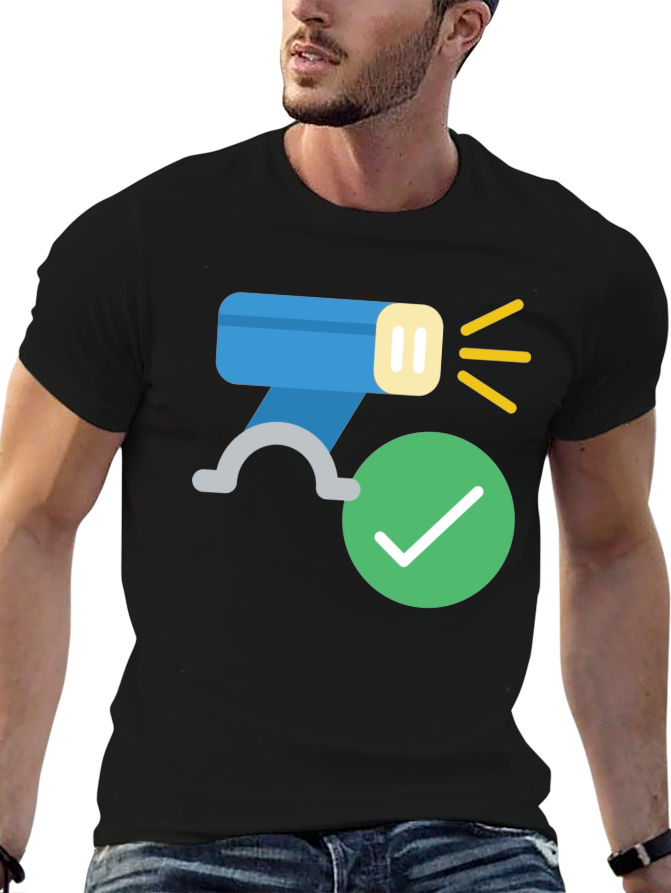 Modern Black T-Shirt with Flashlight Design