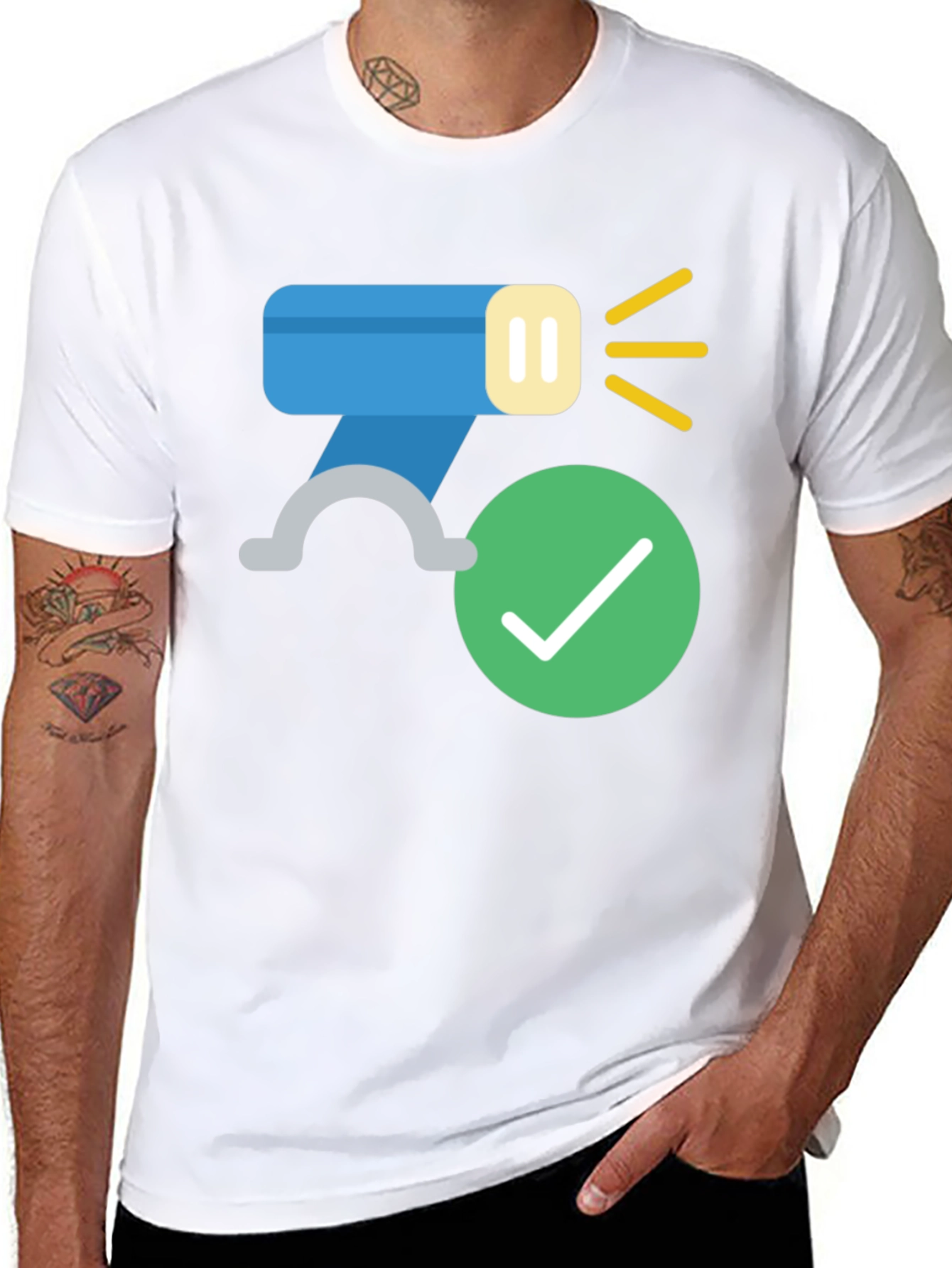 Modern Black T-Shirt with Flashlight Design