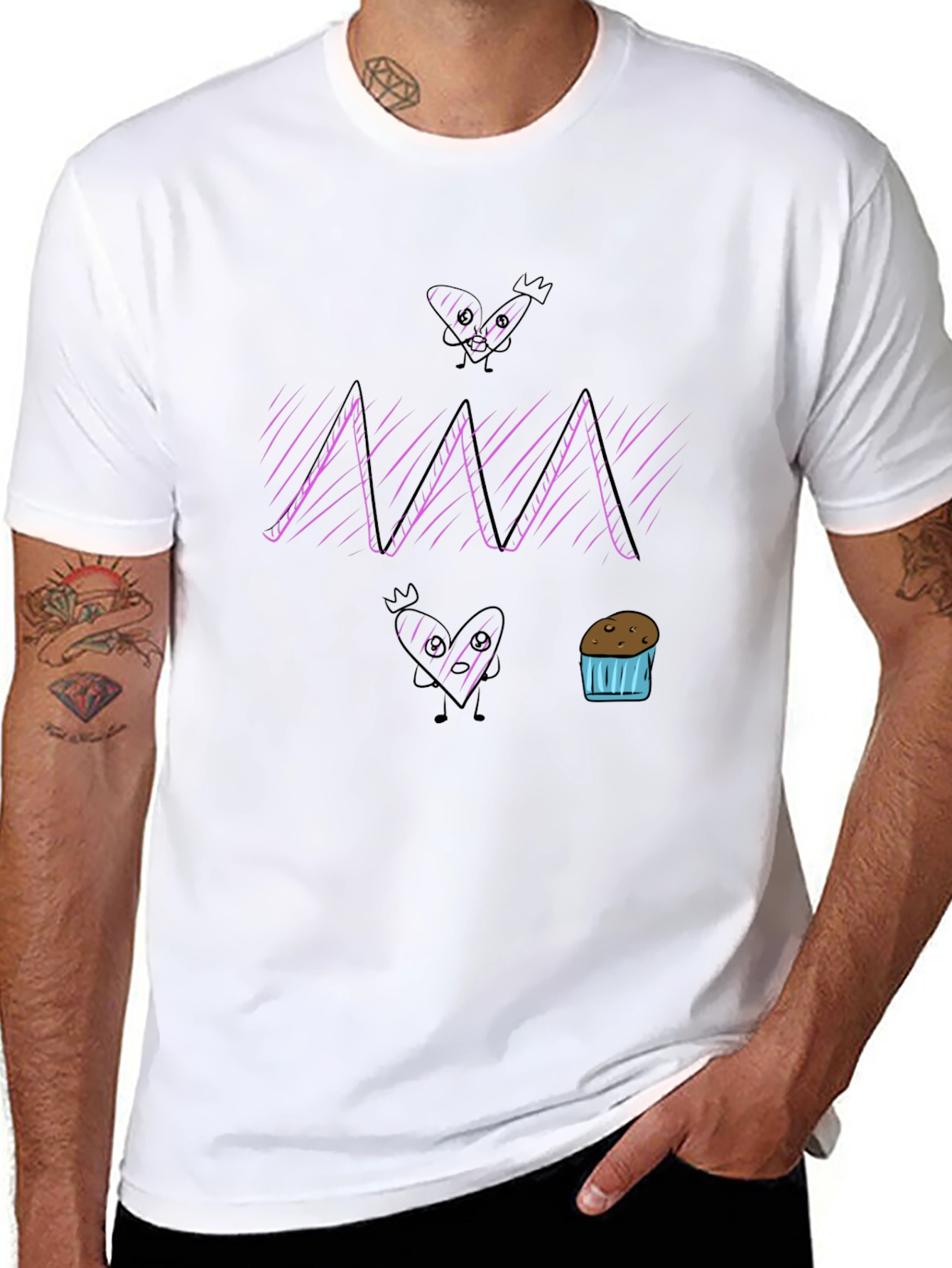 Fun Cartoon Graphic Print Black T-Shirt
