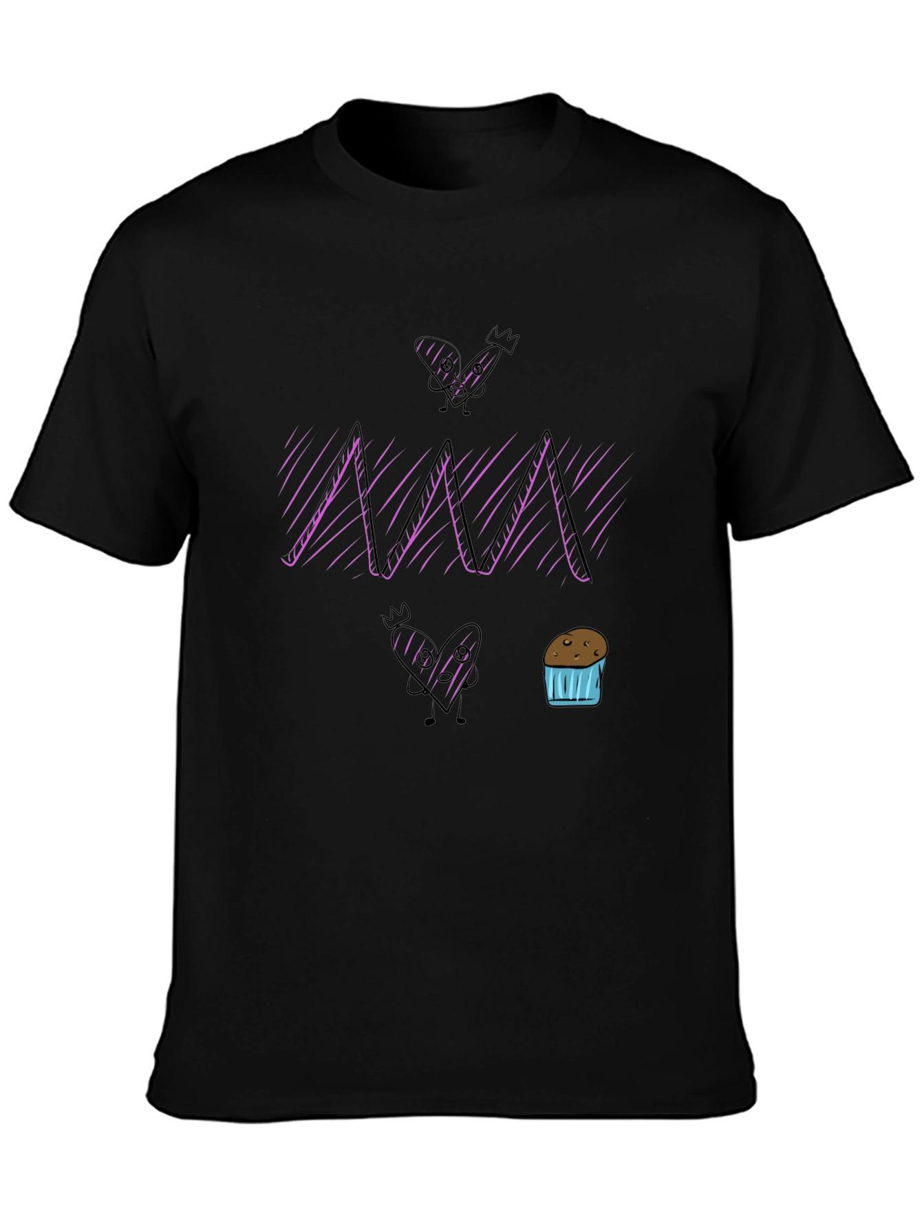 Fun Cartoon Graphic Print Black T-Shirt