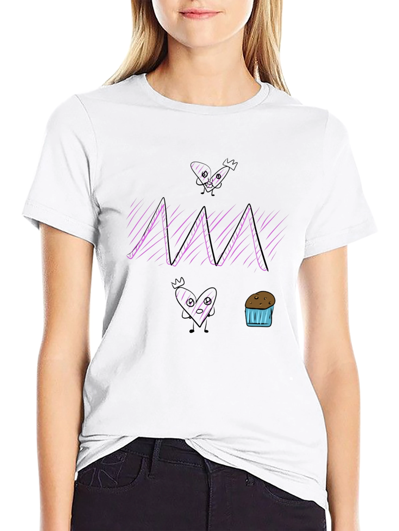 Fun Cartoon Graphic Print Black T-Shirt